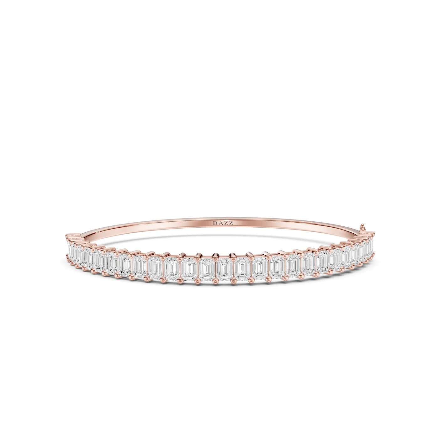 Emerald Diamond Bangle Bracelet, Emerald cut, Rose gold — DAZZ diamonds