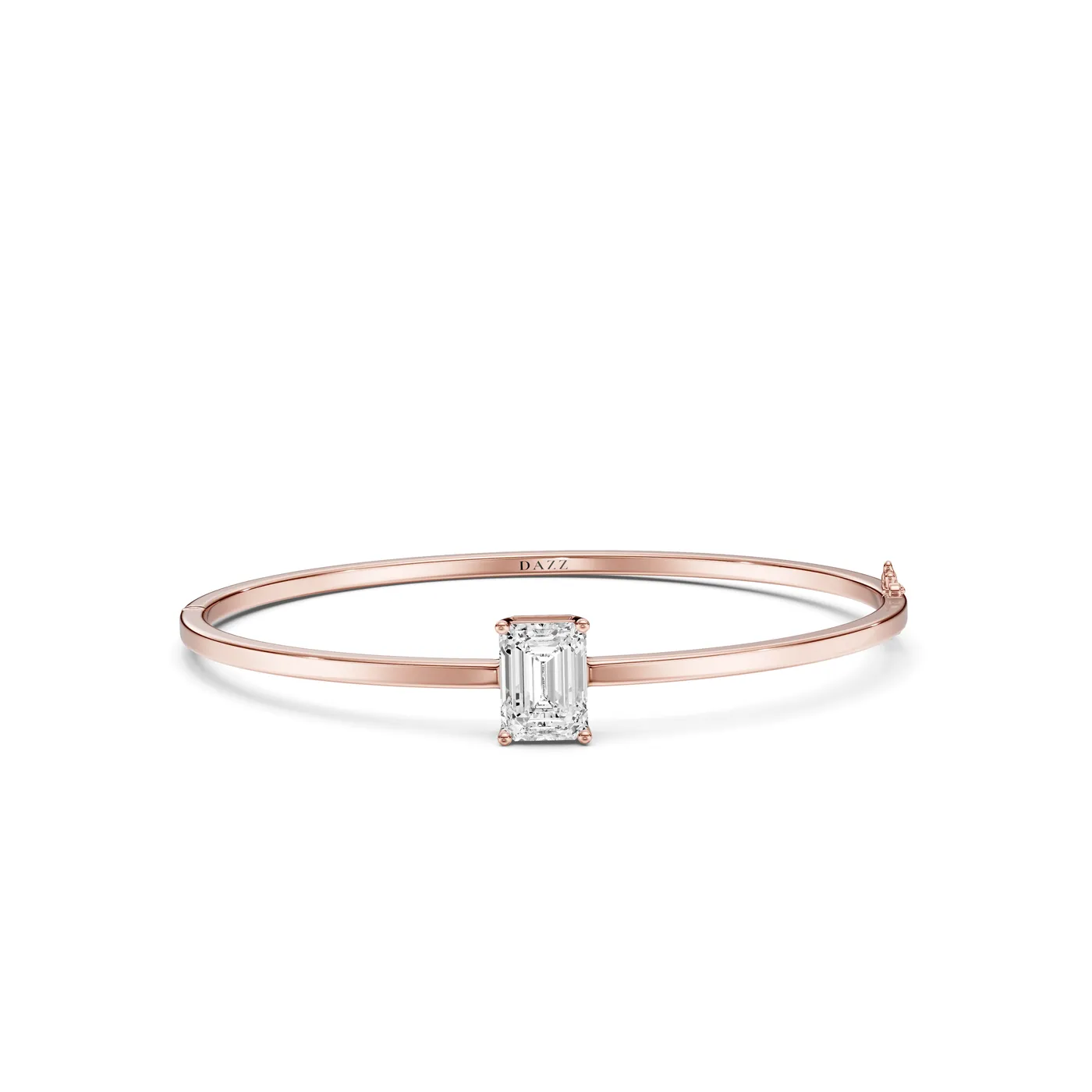 Emerald Solitaire Bangle Bracelet, Emerald cut, Rose gold — DAZZ diamonds