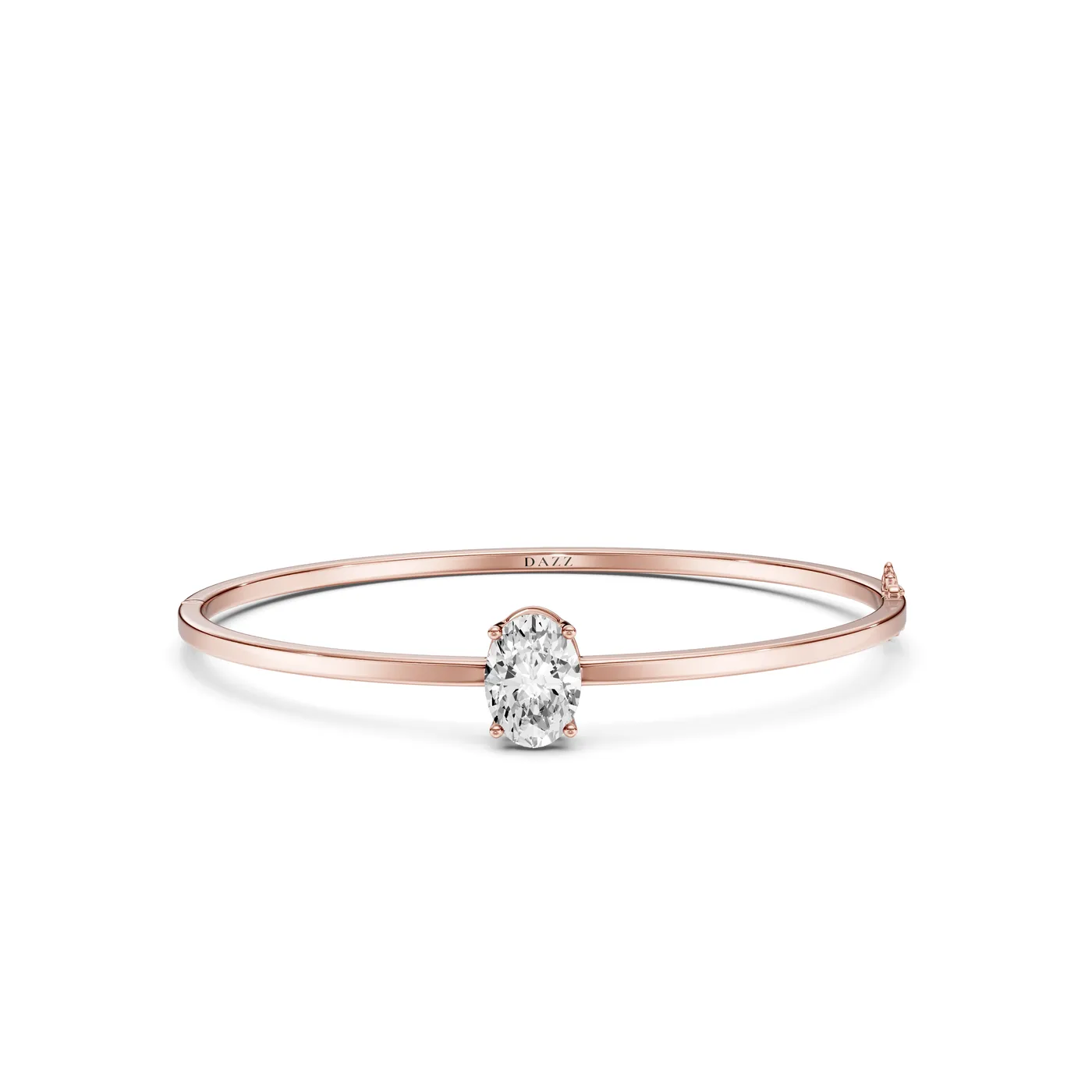Oval Solitaire Bangle Bracelet, Rose gold — DAZZ diamonds