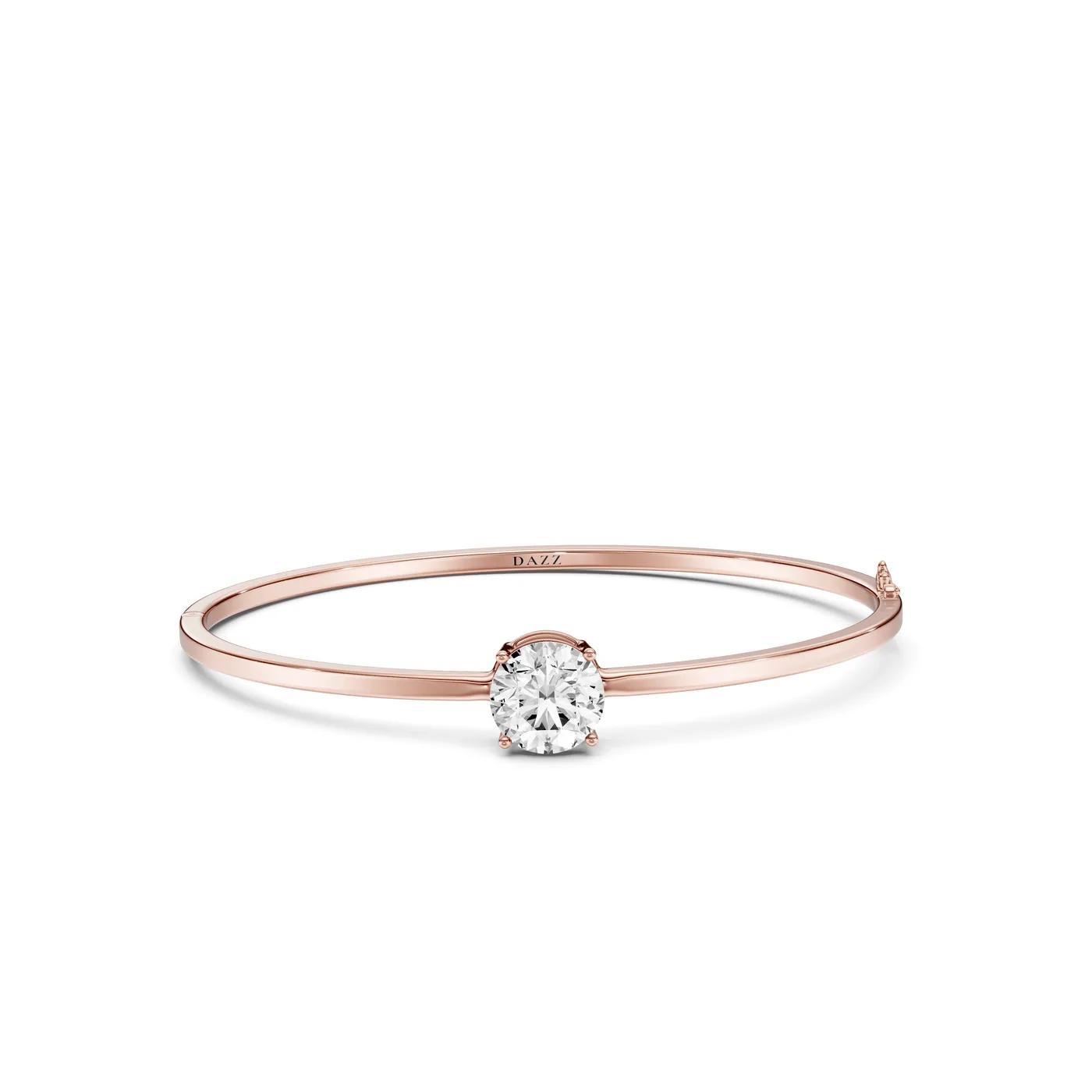 Round Solitaire Bangle Bracelet, Rose gold — DAZZ diamonds