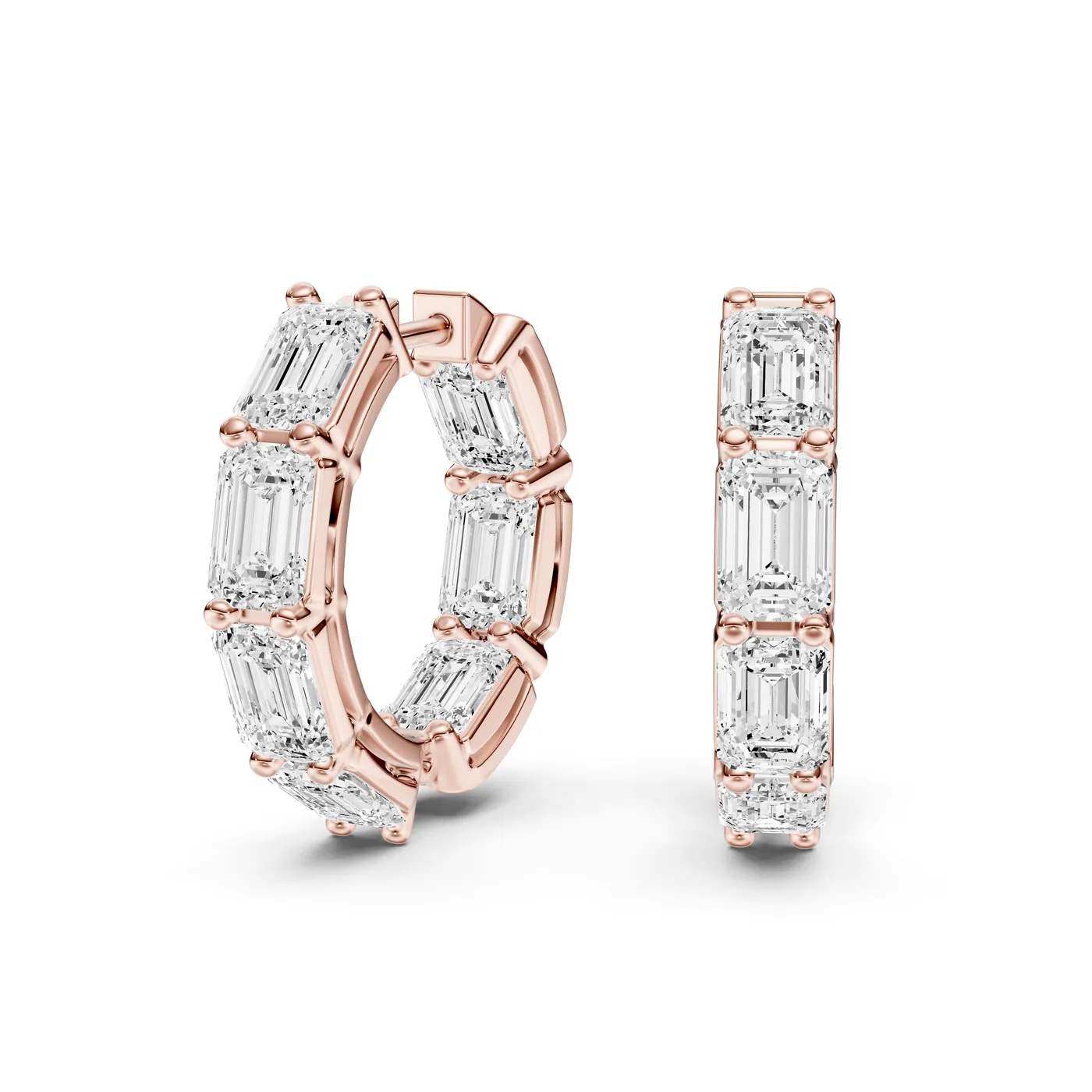 Emerald Diamond Hoop Earrings, Rose gold — DAZZ diamonds