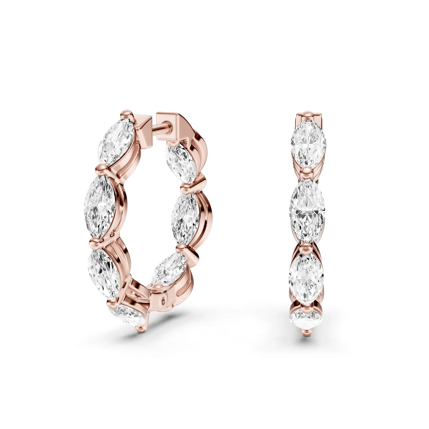 Marquise Diamond Hoop Earrings, Rose gold — DAZZ diamonds