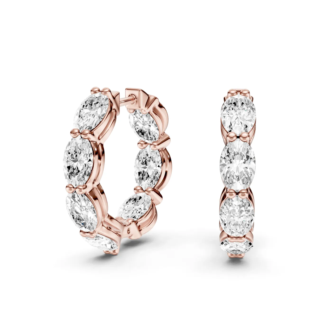Oval Diamond Hoop Earrings, Rose gold — DAZZ diamonds