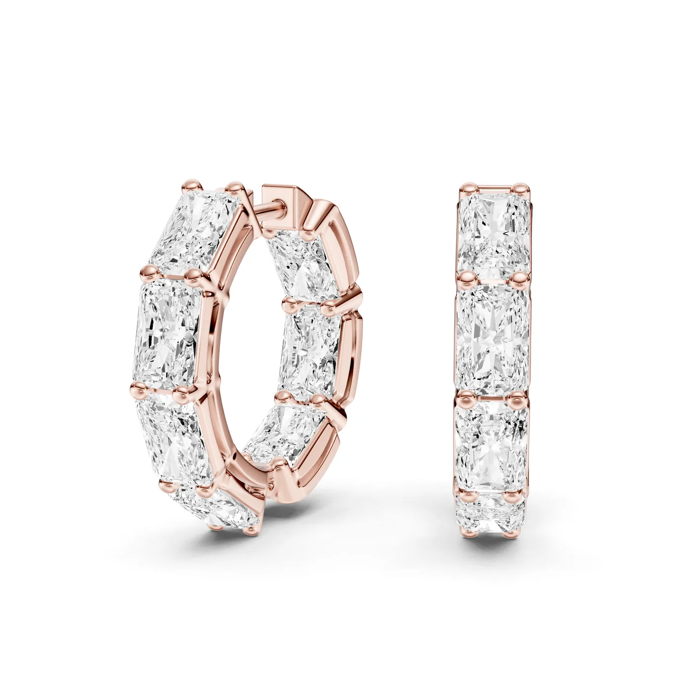 Radiant Diamond Hoop Earrings, Rose gold — DAZZ diamonds