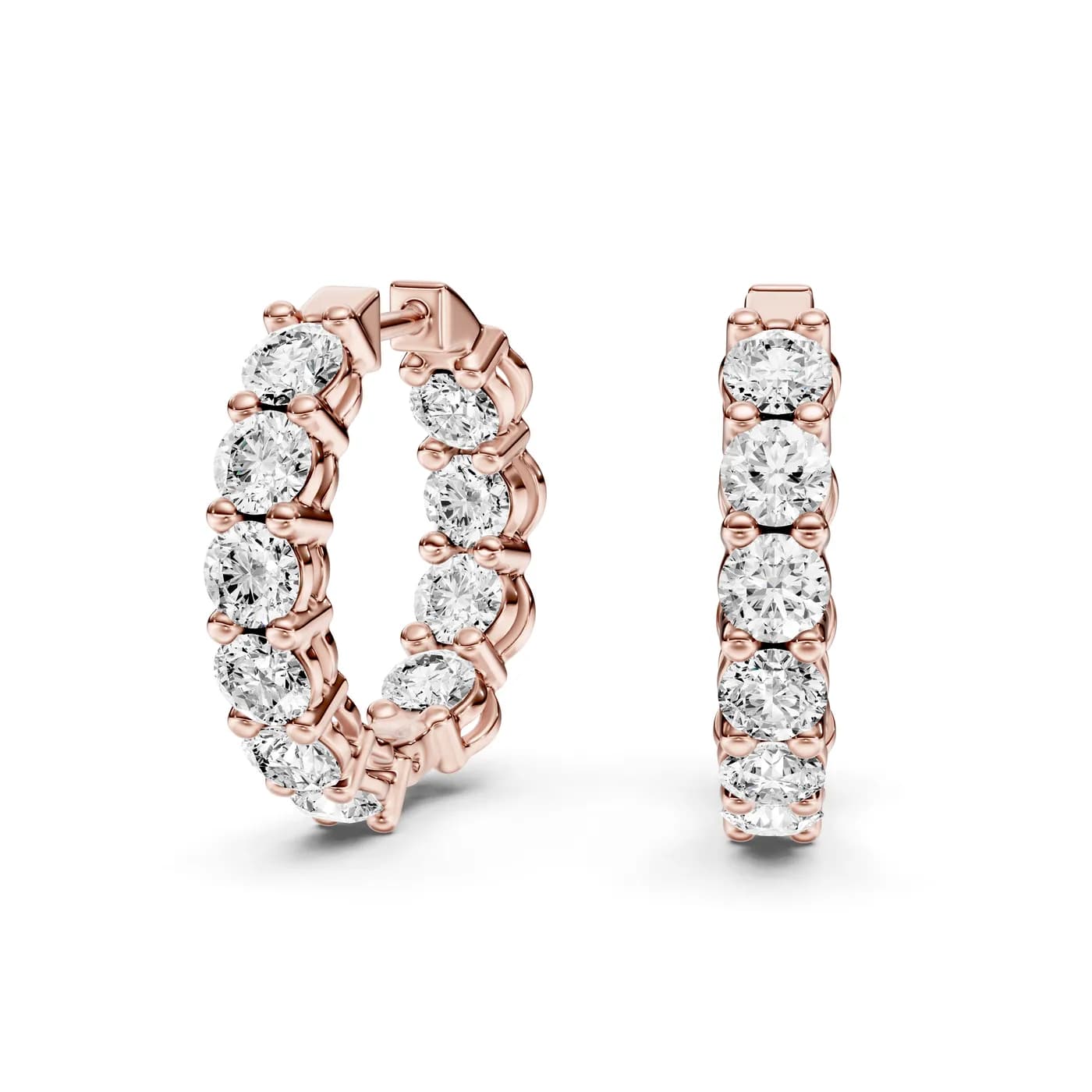 Round Diamond Hoop Earrings, Rose gold — DAZZ diamonds