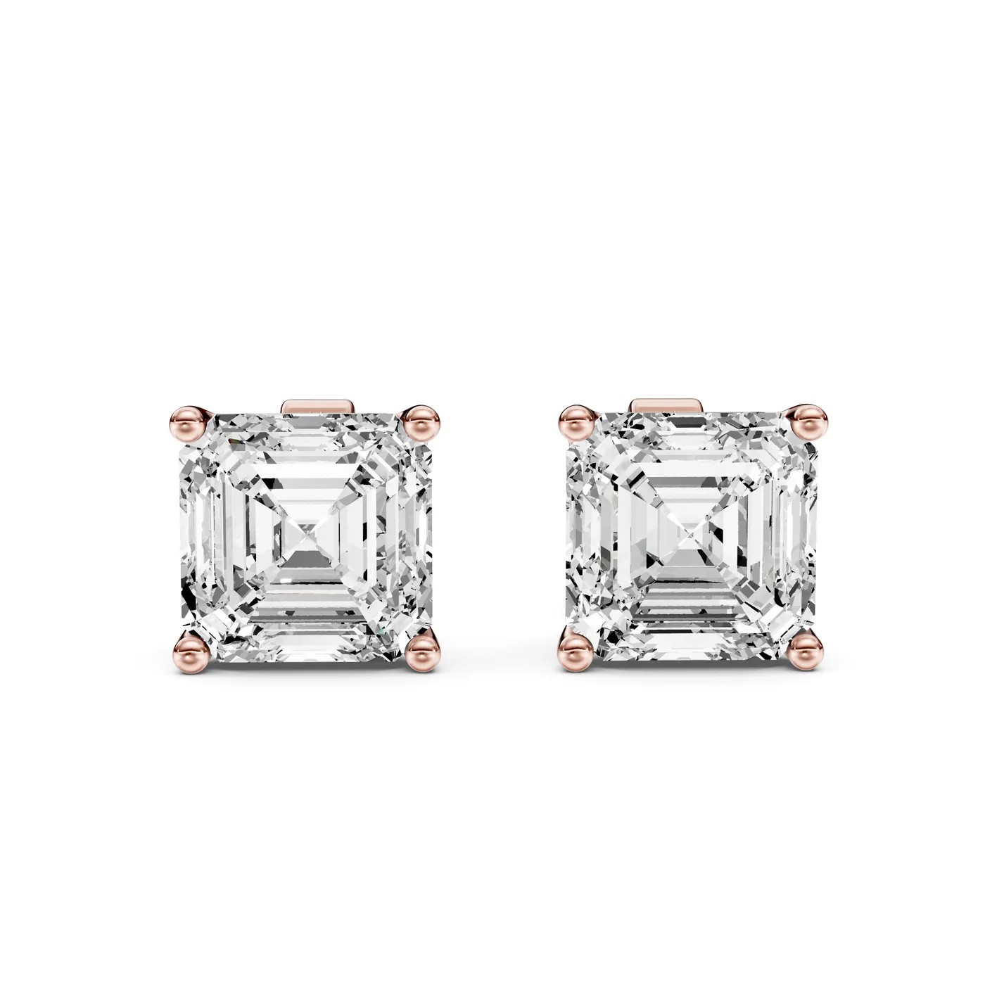 Asscher Martini Stud Earrings, Asscher cut, Rose gold — DAZZ diamonds