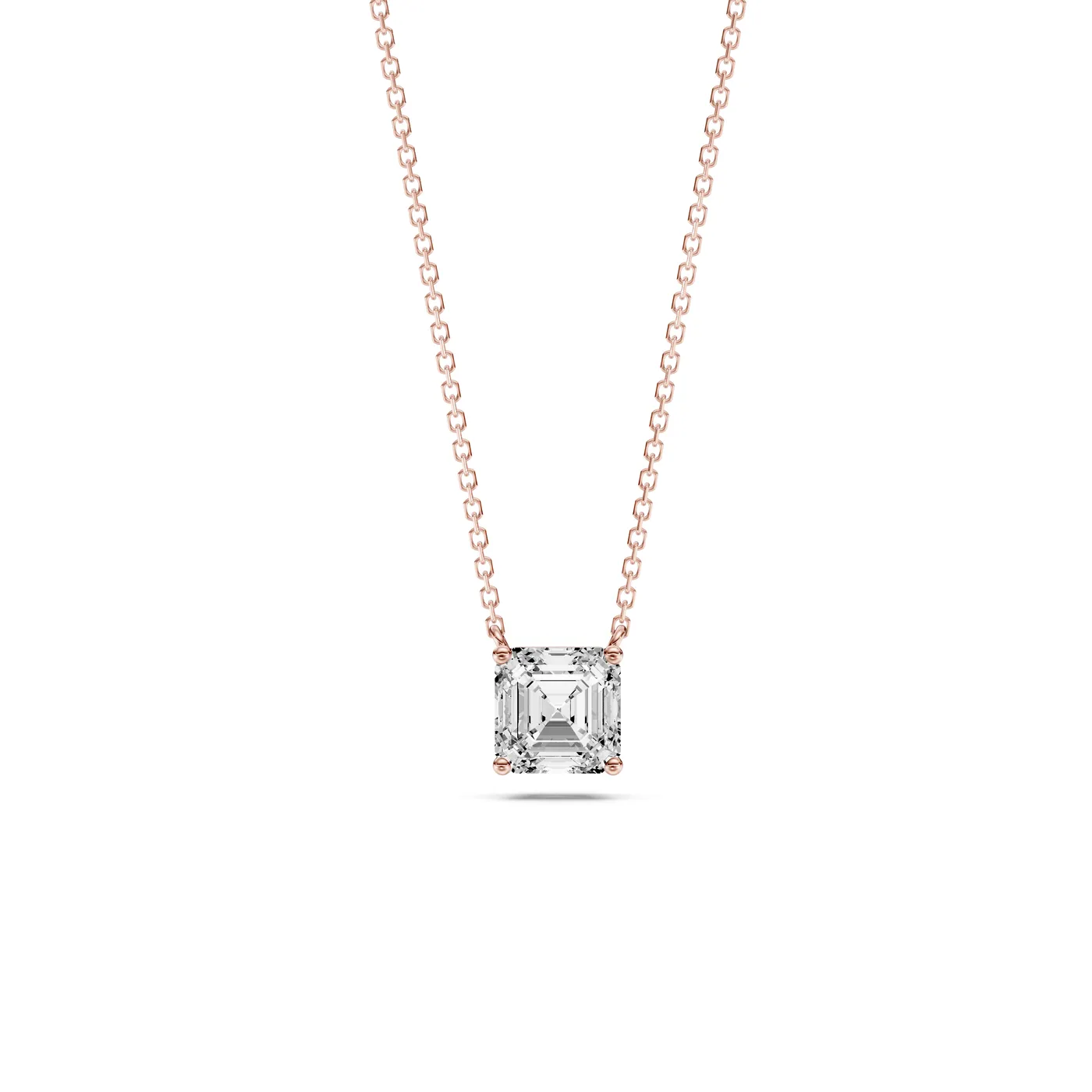 Asscher Solitaire Pendant Necklace, Rose gold — DAZZ diamonds