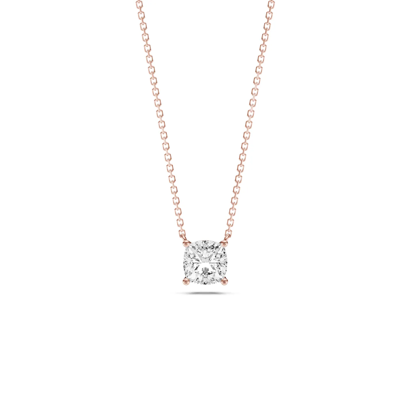 Cushion Solitaire Pendant Necklace, Rose gold — DAZZ diamonds