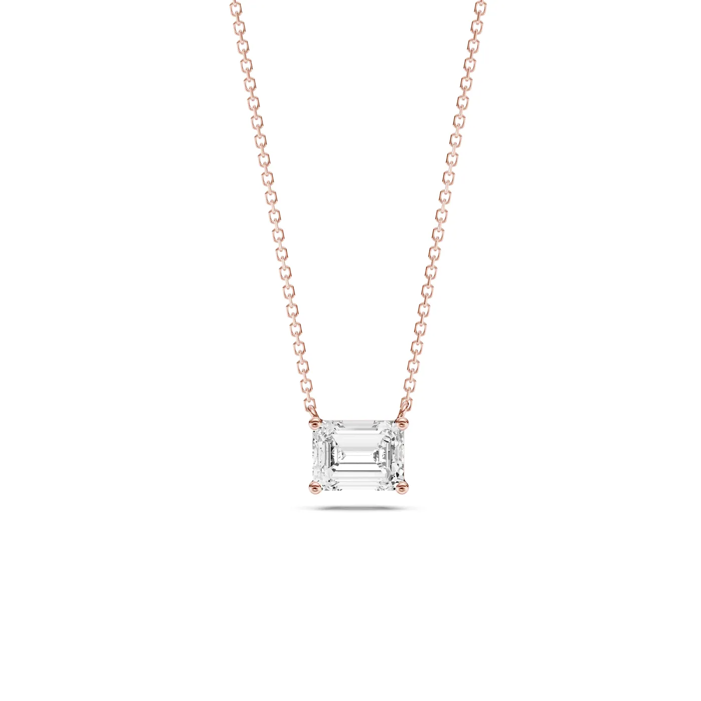 Emerald Solitaire Pendant Necklace, Rose gold — DAZZ diamonds