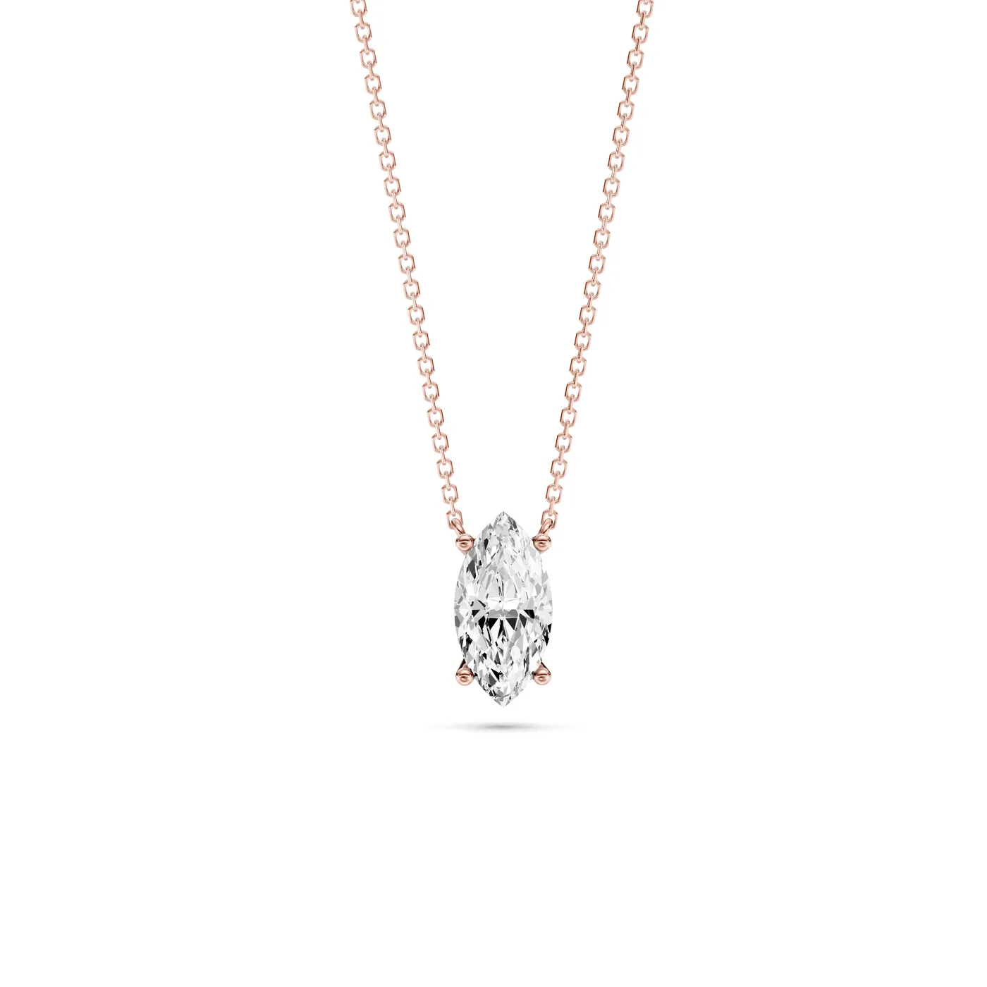 Marquise Solitaire Pendant Necklace, Rose gold — DAZZ diamonds