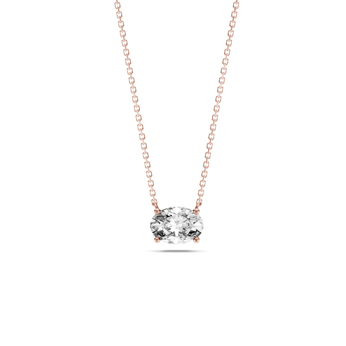 Oval Solitaire Pendant Necklace, Oval cut, Rose gold — DAZZ diamonds
