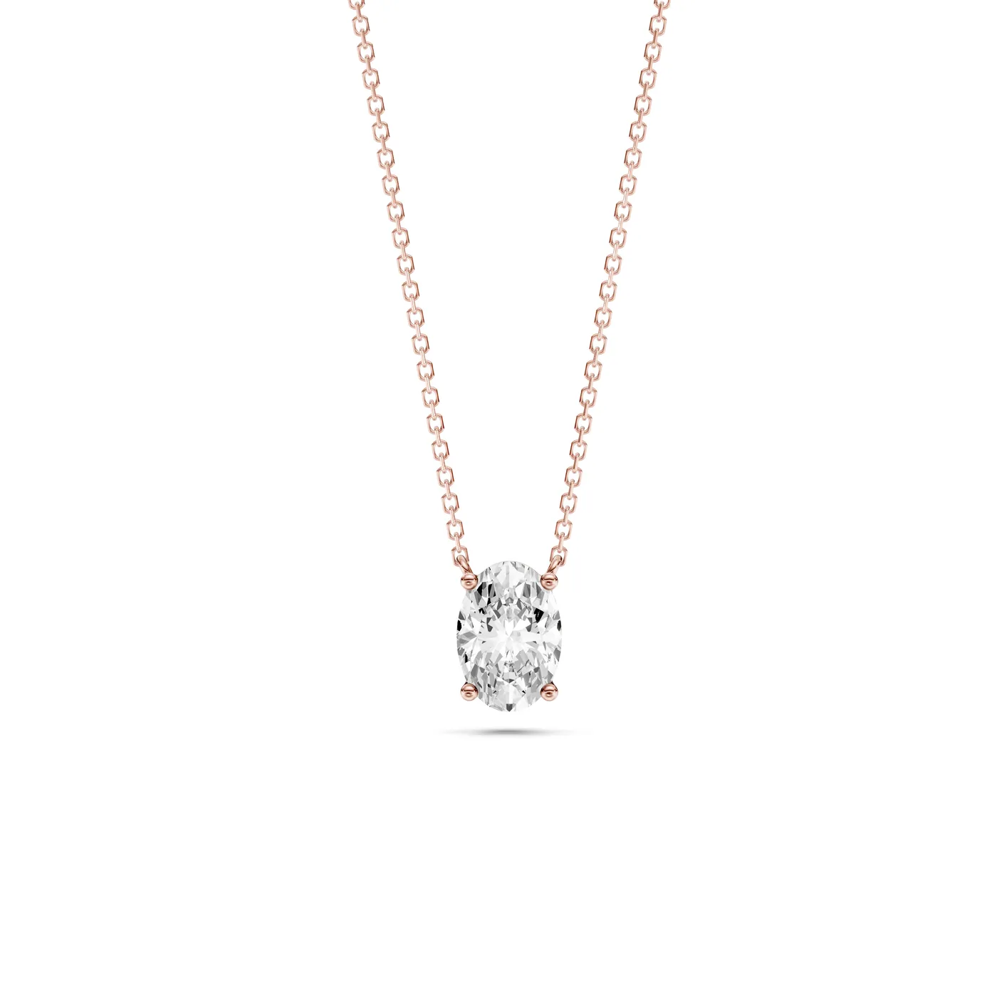 Oval Solitaire Pendant Necklace, Rose gold — DAZZ diamonds