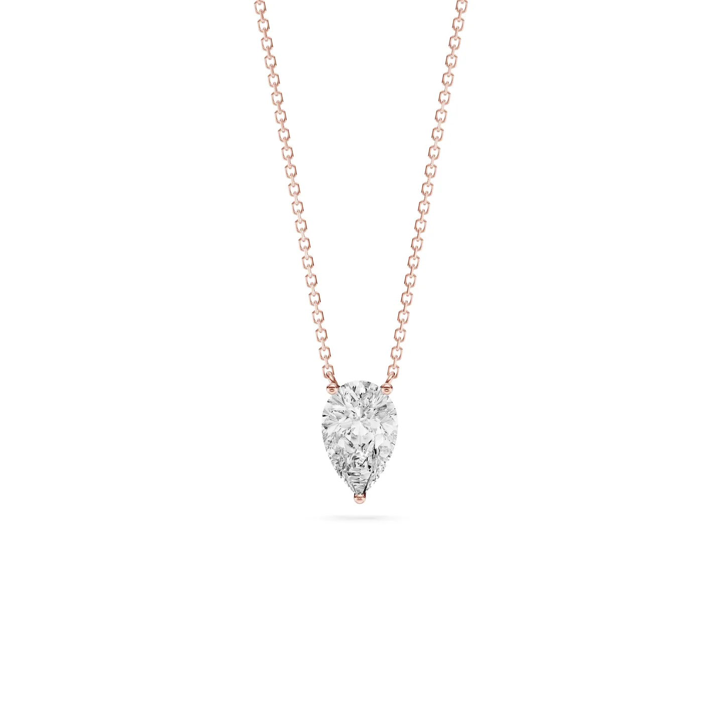 Pear Solitaire Pendant Necklace, Rose gold — DAZZ diamonds