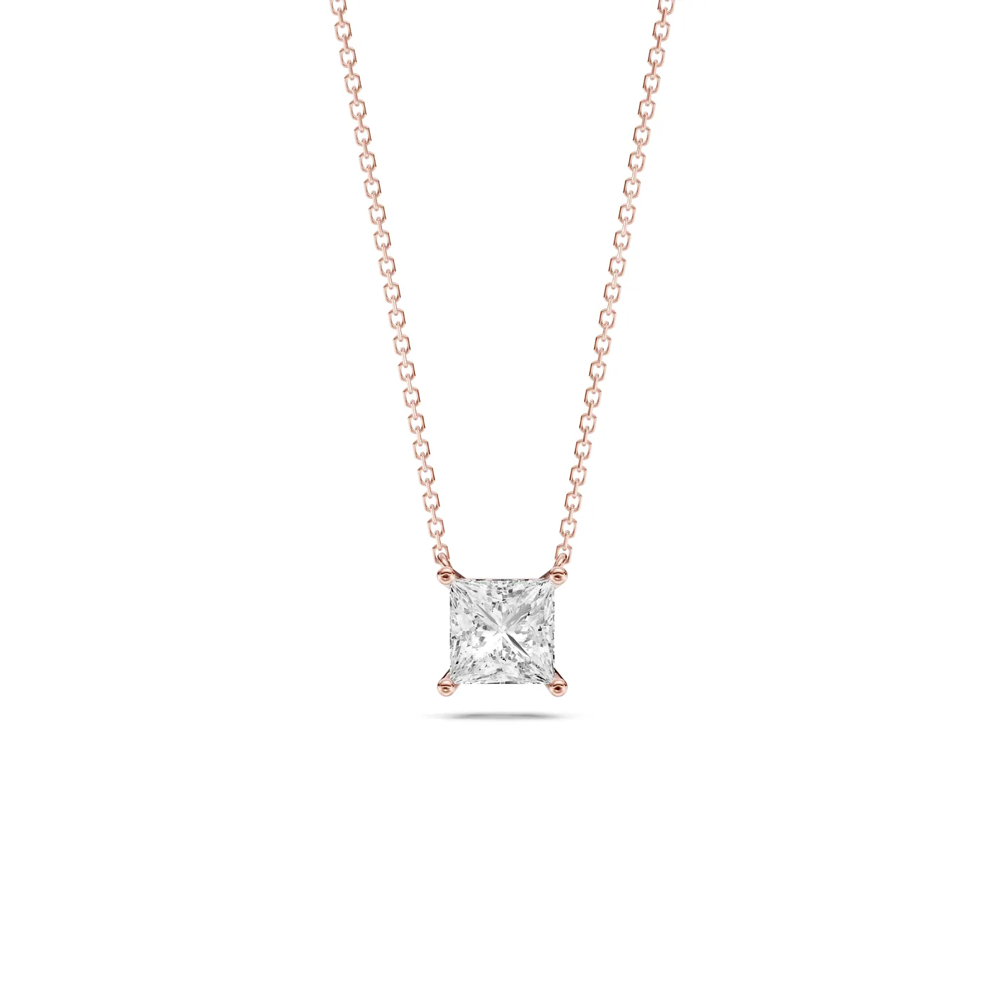 Princess Solitaire Pendant Necklace, Rose gold — DAZZ diamonds