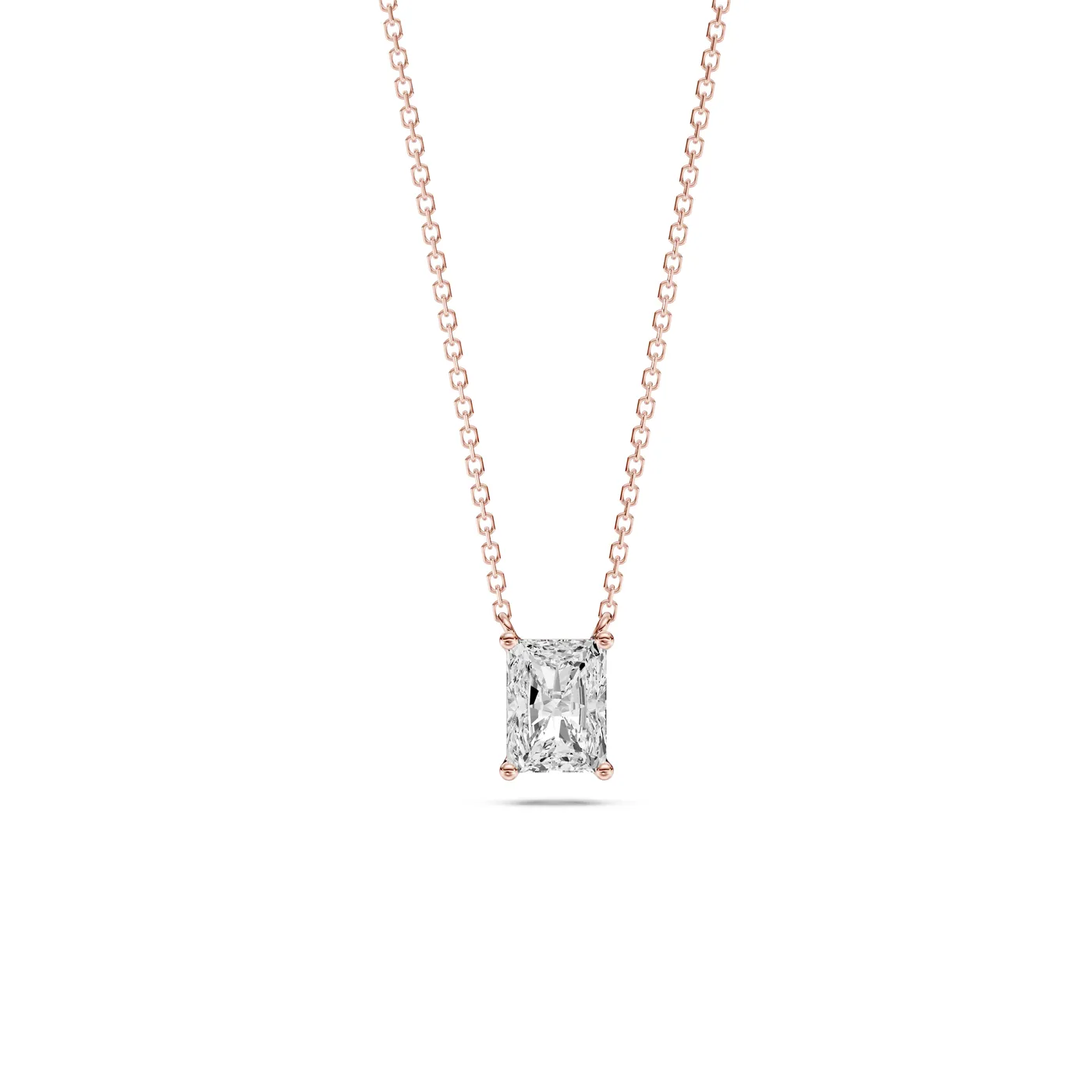 Radiant Solitaire Pendant Necklace, Rose gold — DAZZ diamonds