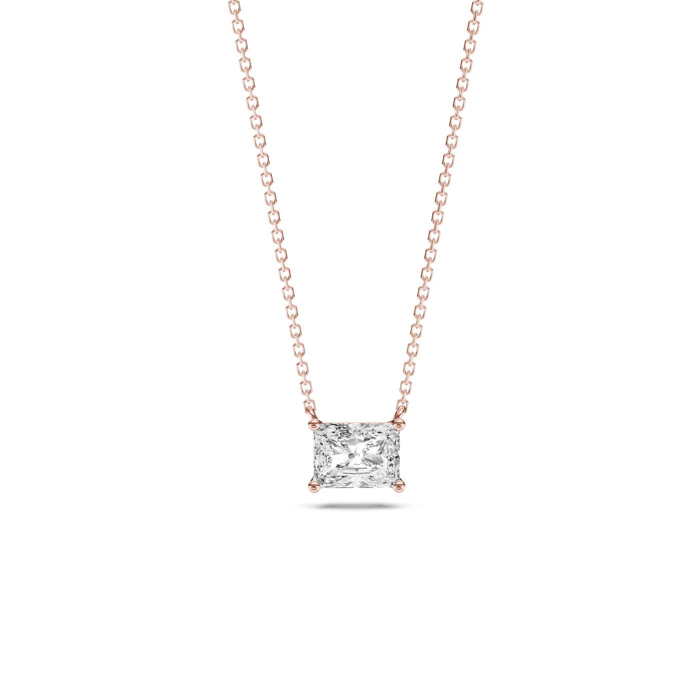 Radiant Solitaire Pendant Necklace, Rose gold — DAZZ diamonds