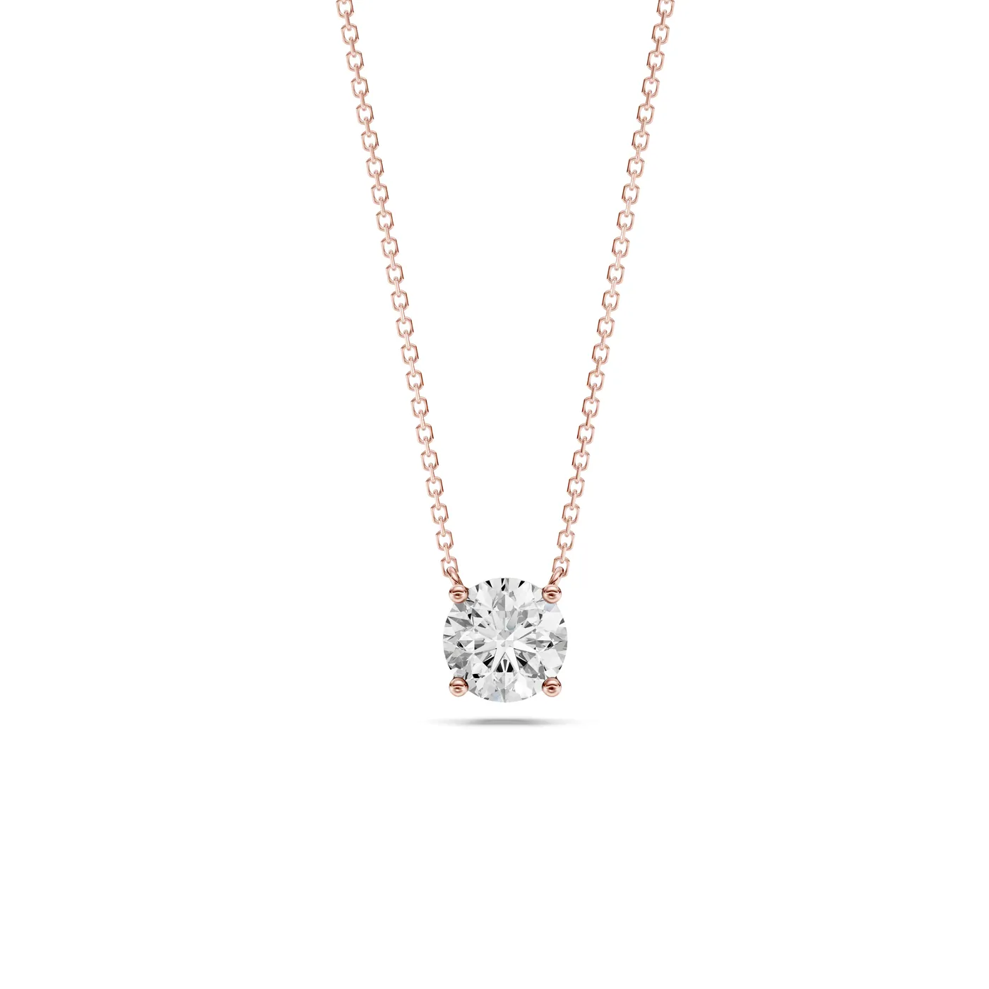 Round Solitaire Pendant Necklace, Round cut, Rose gold — DAZZ diamonds