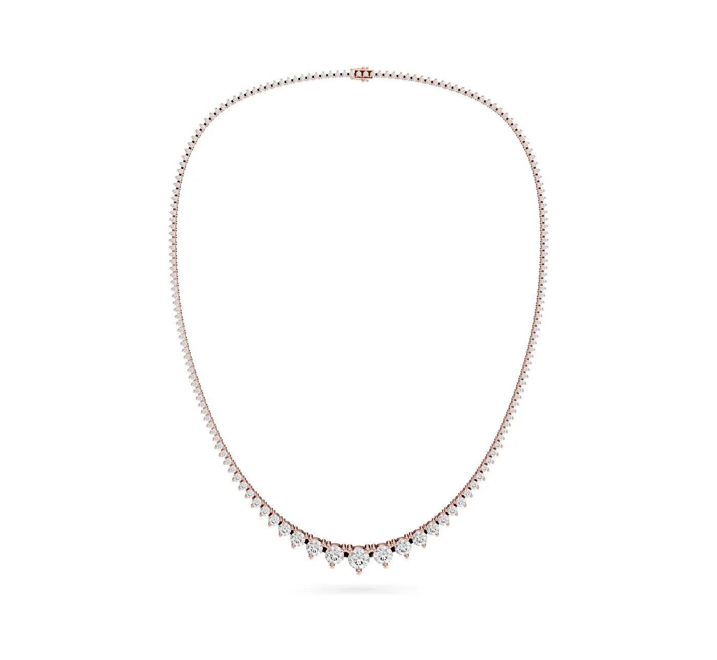 Graduated Diamond Tennis Necklace — Round, 10 ct, Round cut, Rose gold — DAZZ diamonds