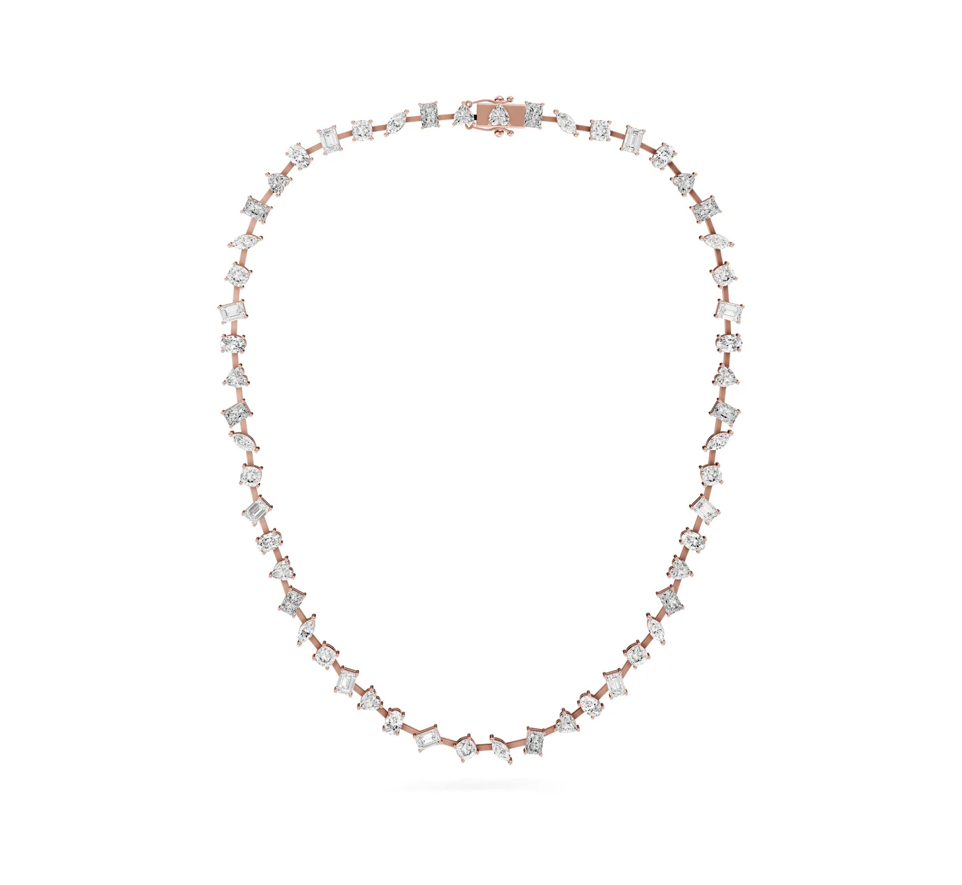Mixed Cuts Diamond Tennis Necklace, Rose gold — DAZZ diamonds