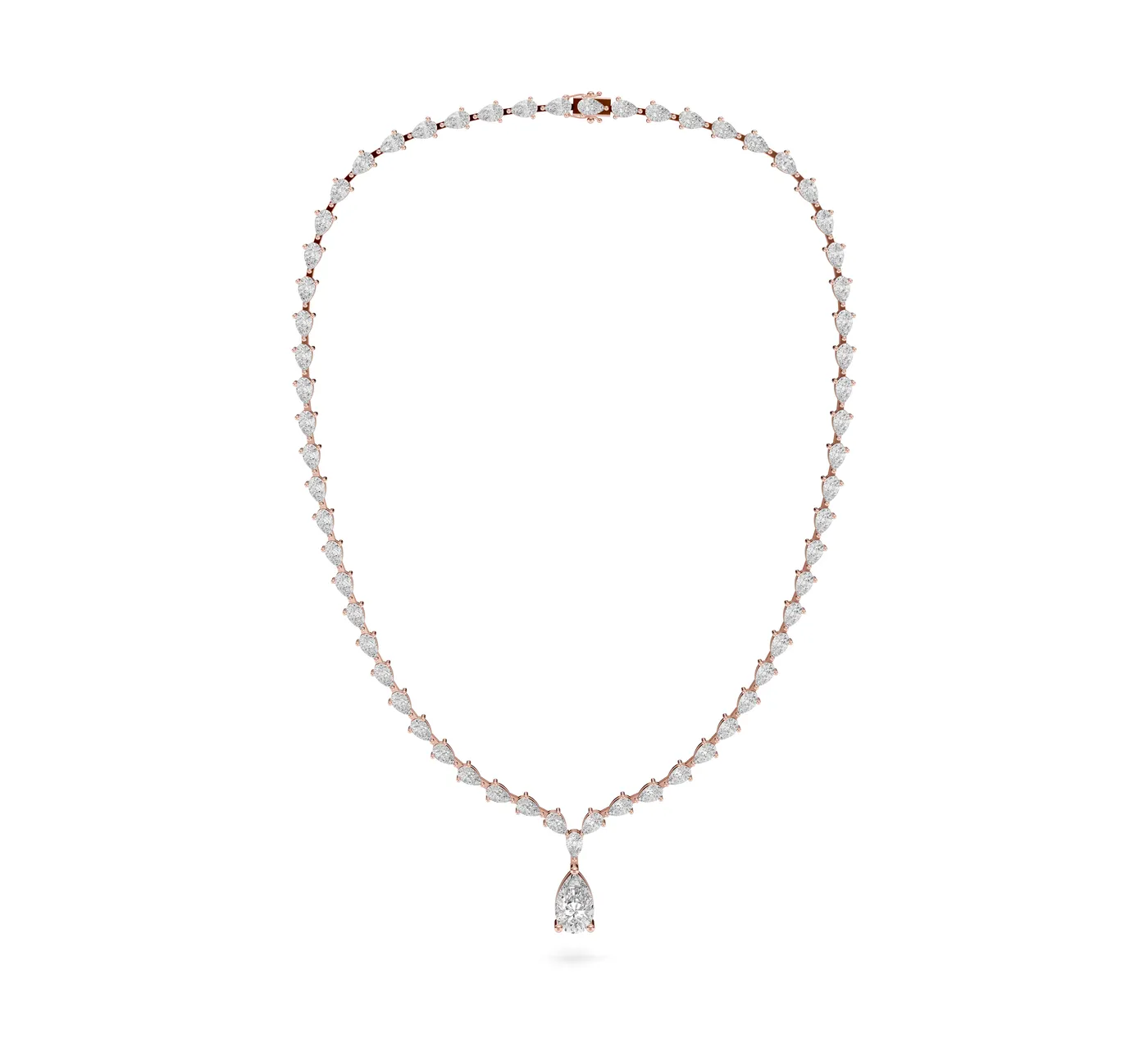 Pear Diamond Tennis Necklace, Rose gold — DAZZ diamonds