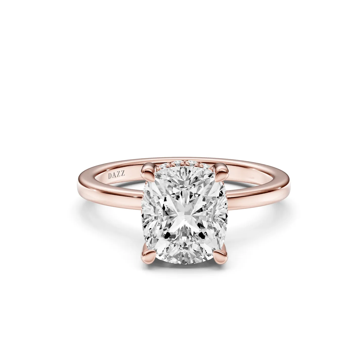 Cushion Hidden Halo Ring, Rose gold — DAZZ diamonds