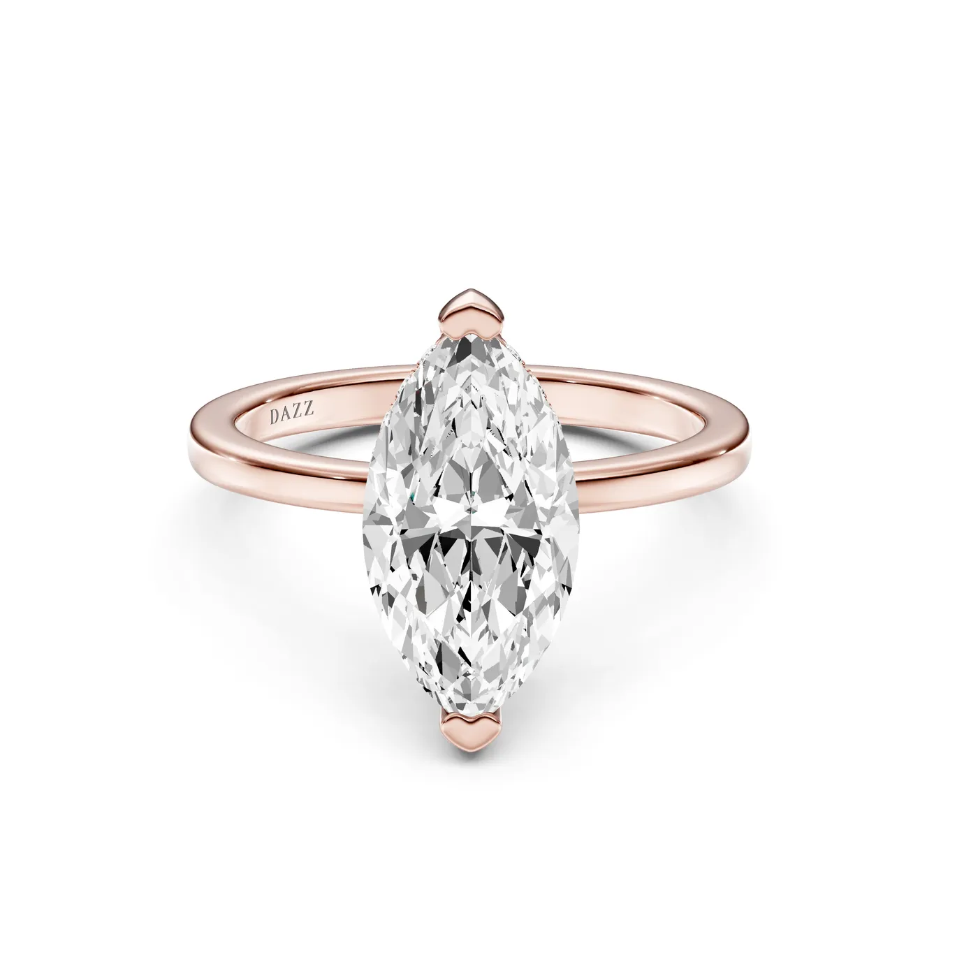 Marquise Hidden Halo Ring, Rose gold — DAZZ diamonds