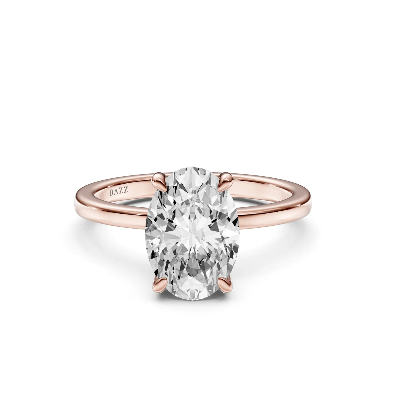 Oval Hidden Halo Ring, Oval cut, Rose gold — DAZZ diamonds