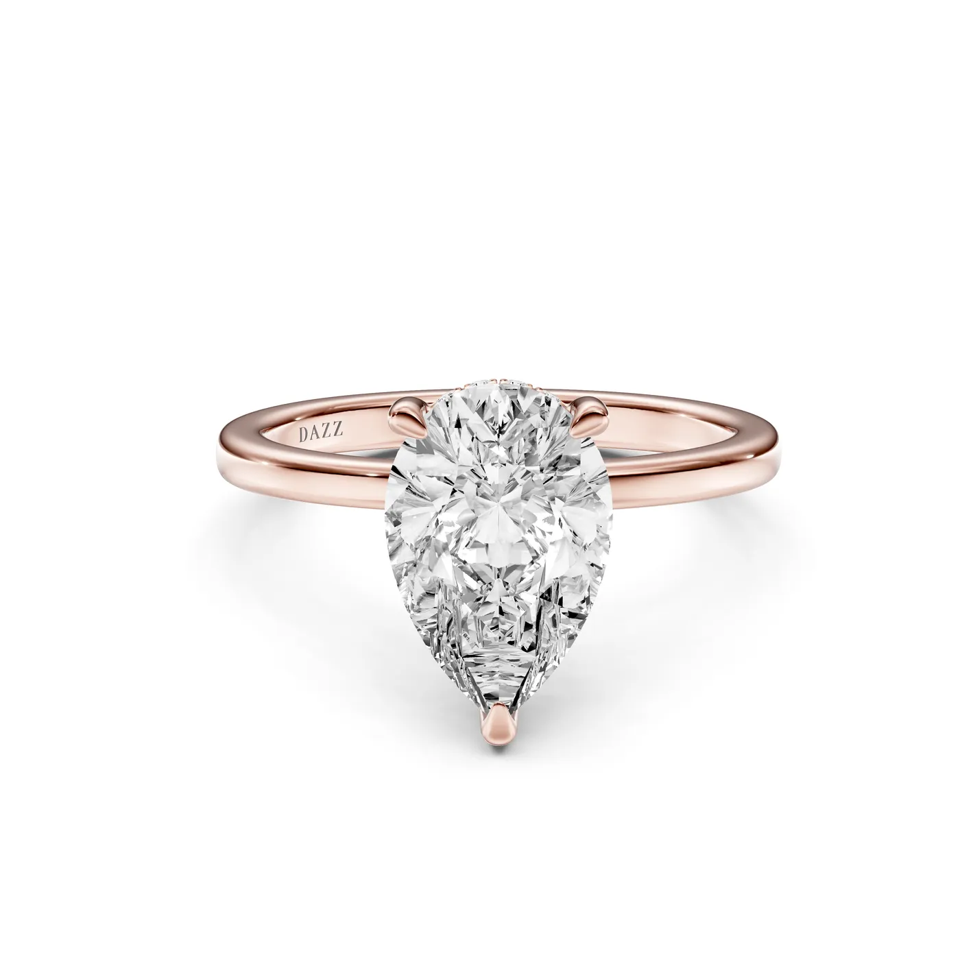 Pear Hidden Halo Ring, Pear cut, Rose gold — DAZZ diamonds
