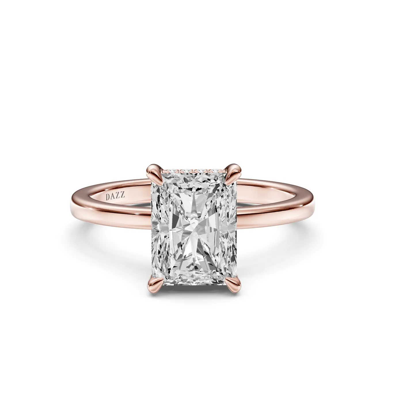 Radiant Hidden Halo Ring, Rose gold — DAZZ diamonds