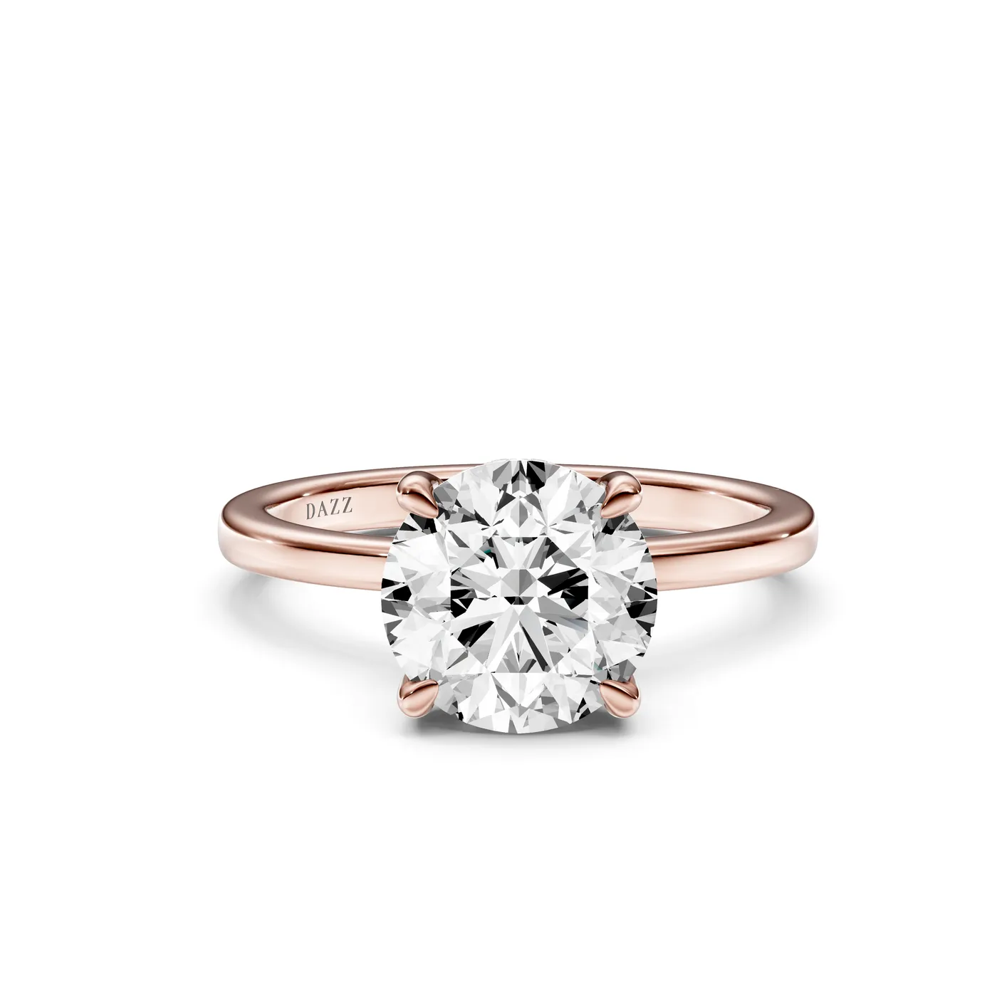 Round Hidden Halo Ring, Round cut, Rose gold — DAZZ diamonds