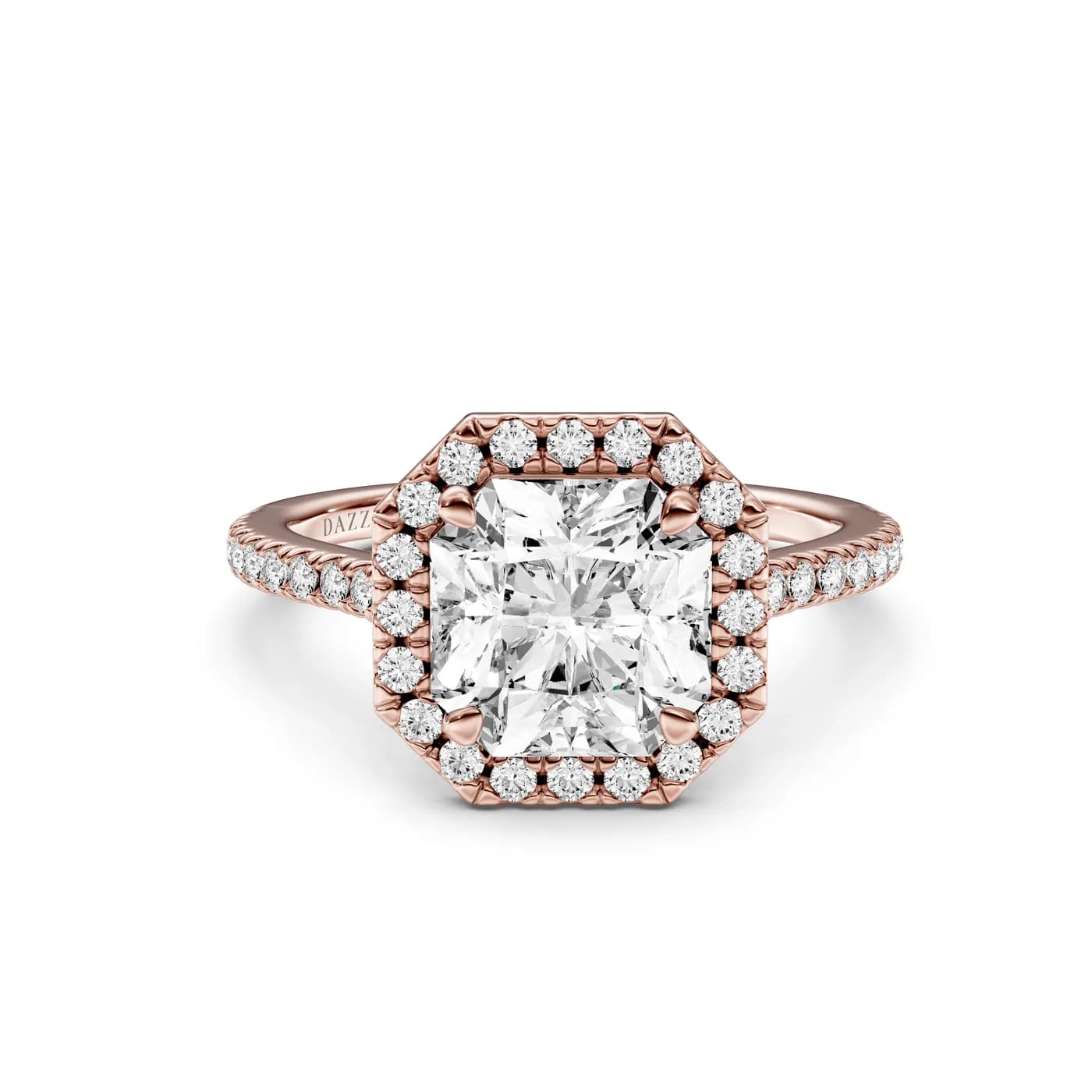 Asscher Halo Ring, Asscher cut, Rose gold — DAZZ diamonds
