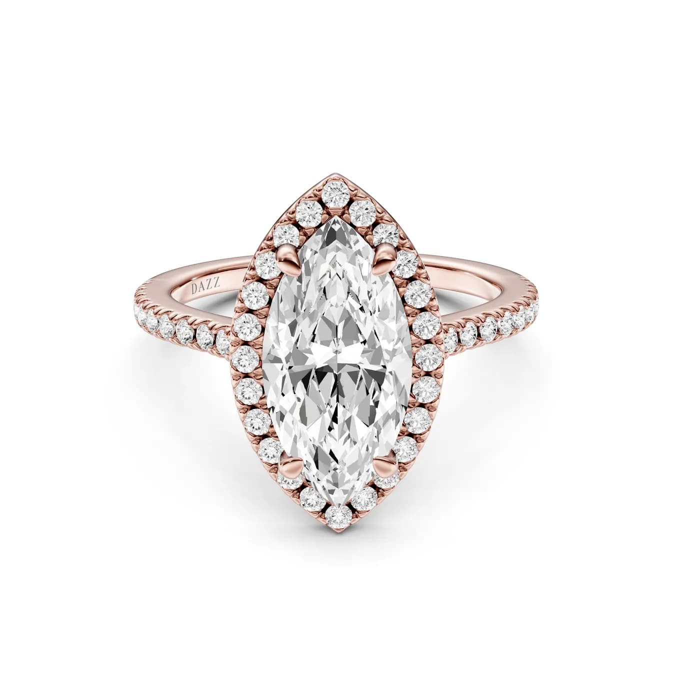Marquise Halo Ring, Rose gold — DAZZ diamonds