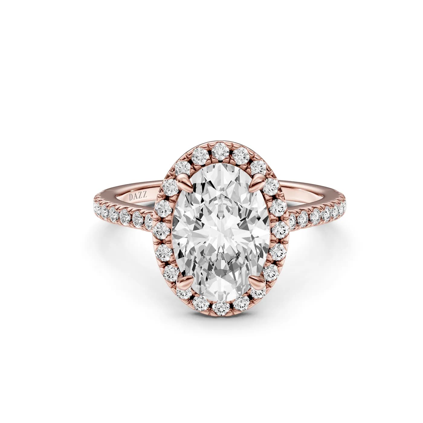 Oval Halo Ring, Rose gold — DAZZ diamonds
