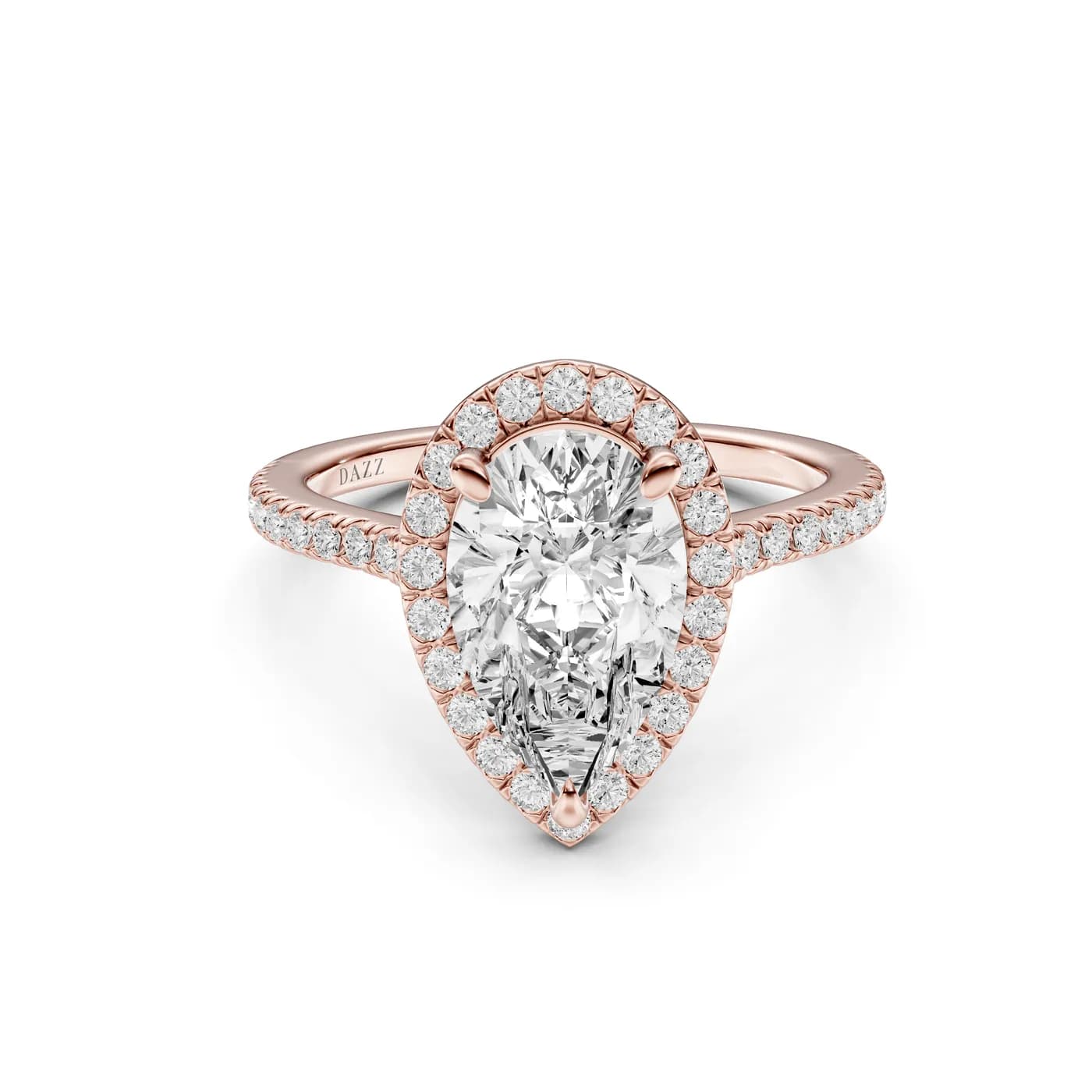 Pear Halo Ring, Pear cut, Rose gold — DAZZ diamonds