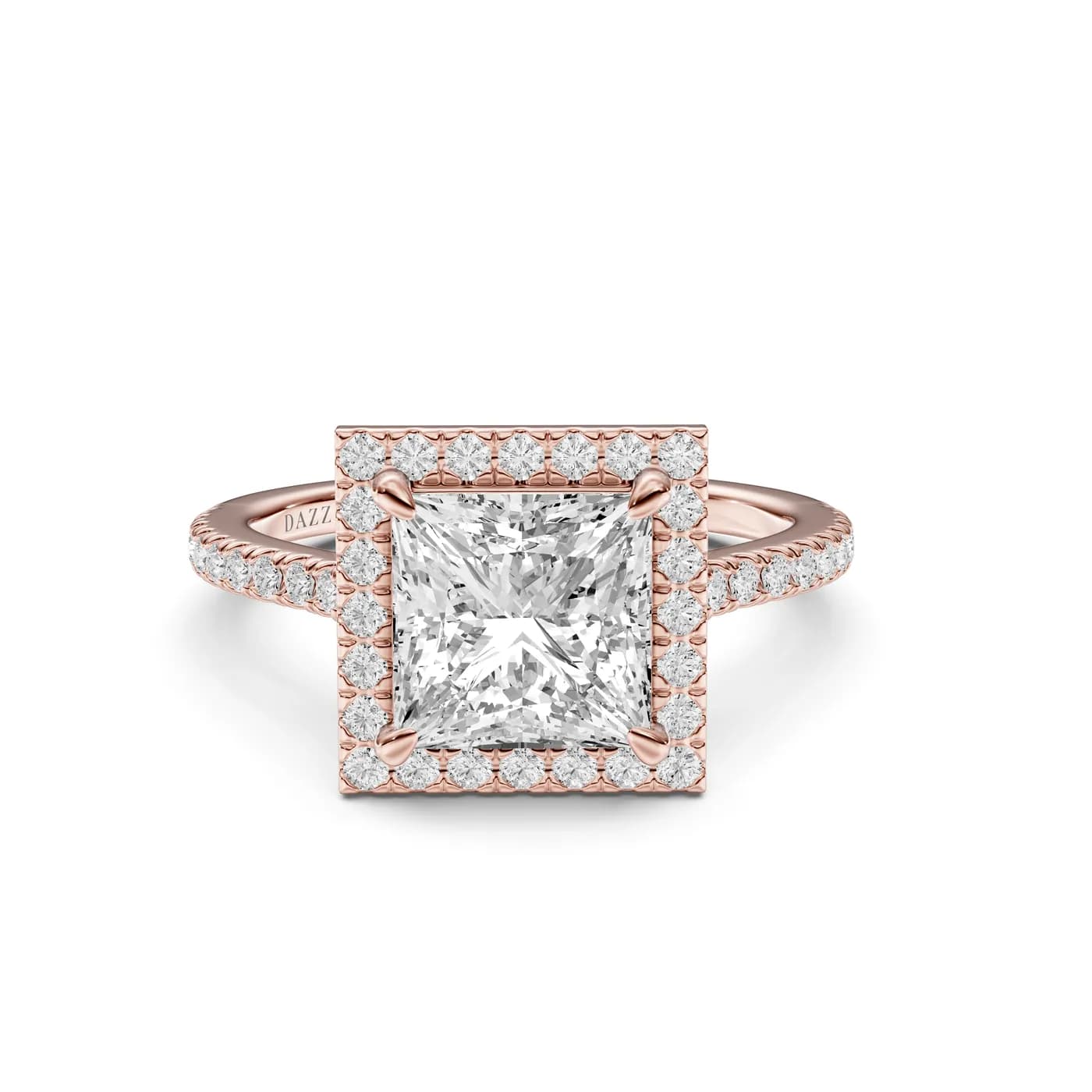 Princess Halo Ring, Rose gold — DAZZ diamonds