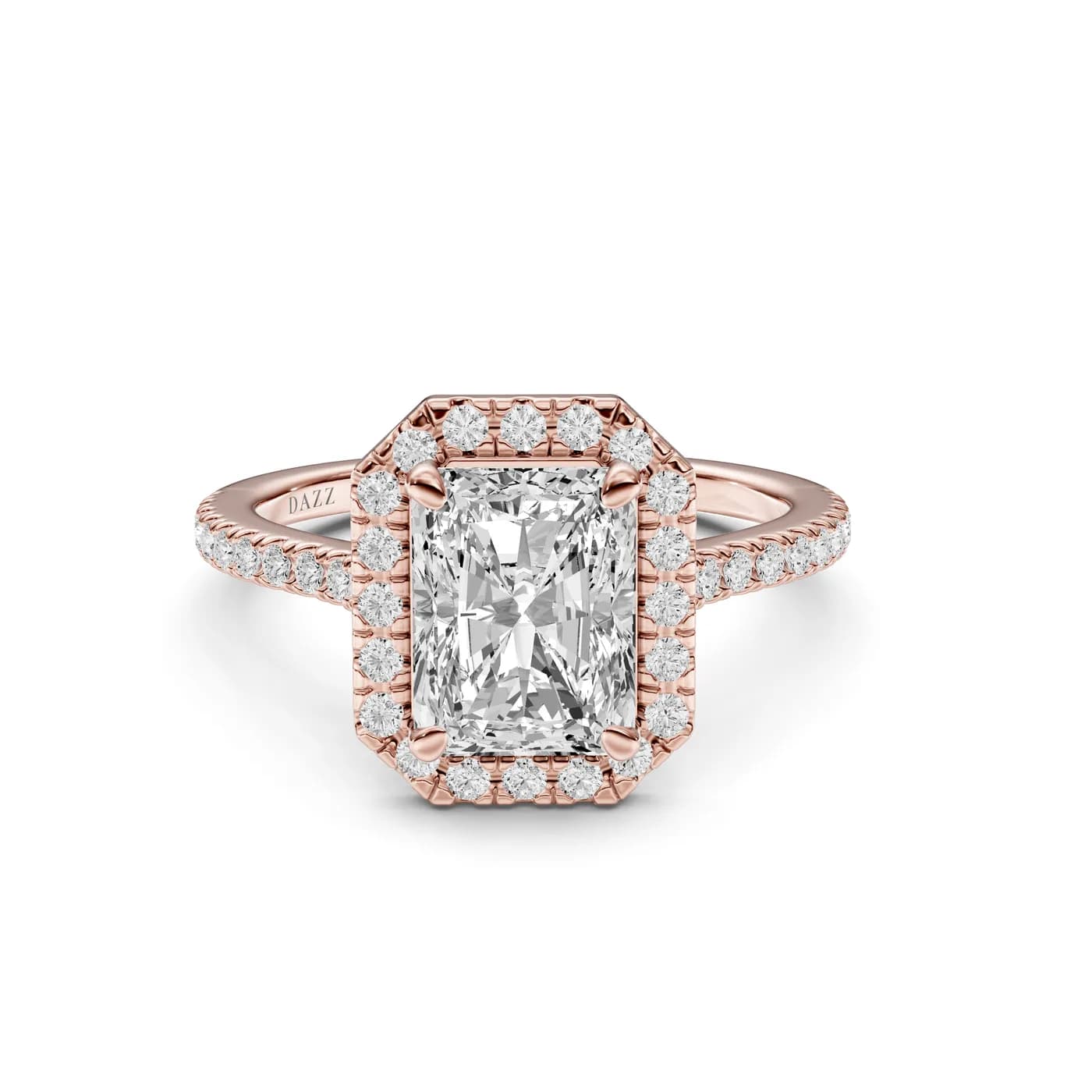 Radiant Halo Ring, Rose gold — DAZZ diamonds