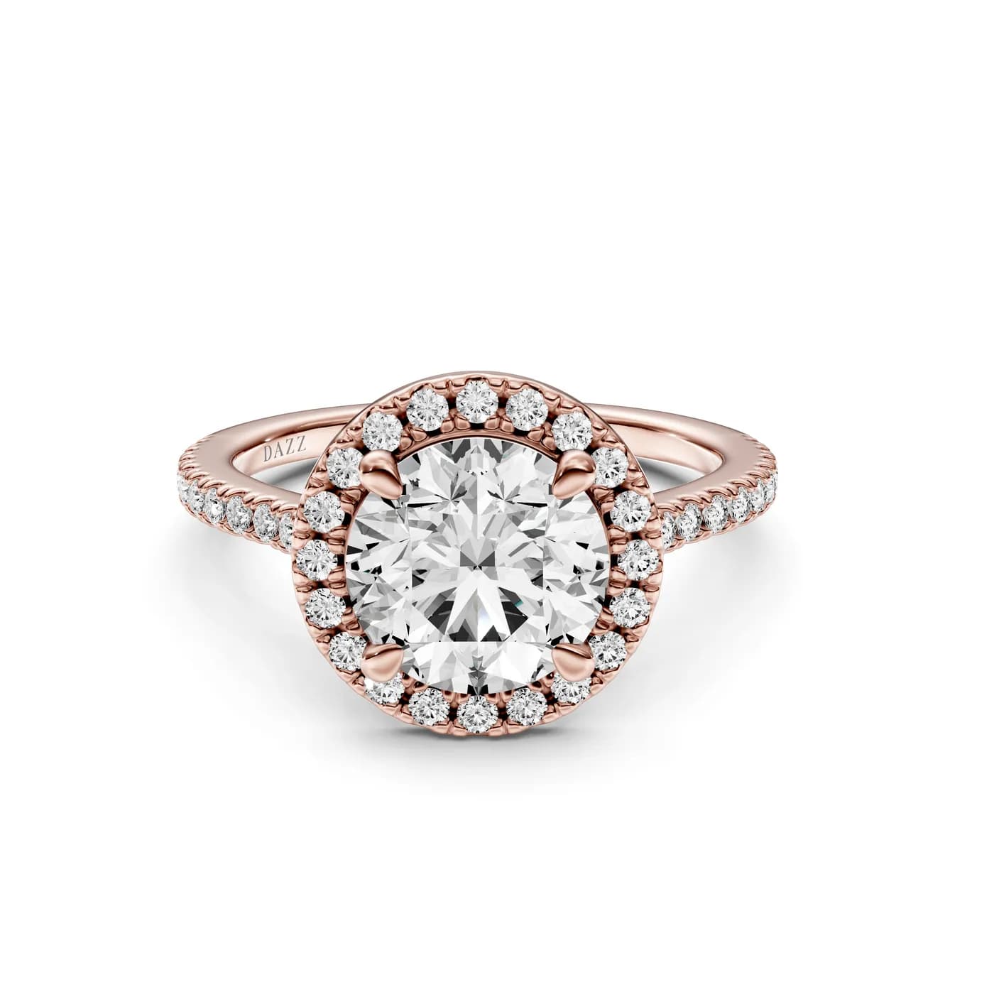 Round Halo Ring, Rose gold — DAZZ diamonds