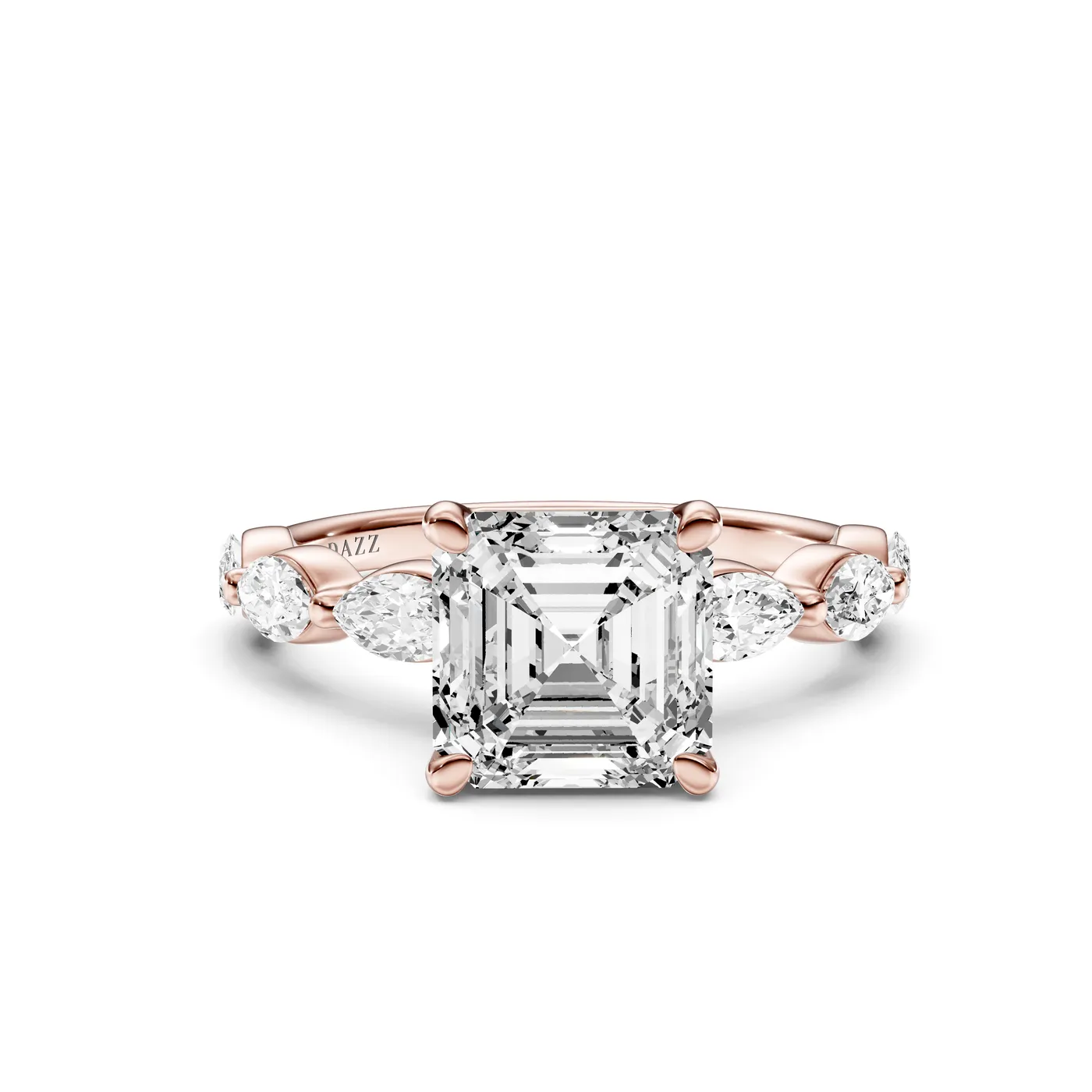 Asscher Marquise Side-Stone Ring, Rose gold — DAZZ diamonds