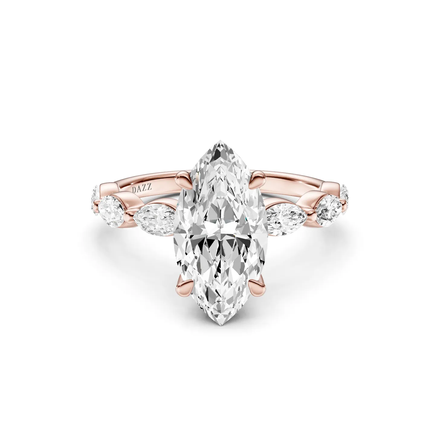 Marquise Side-Stone Ring — Marquise, Marquise cut, Rose gold — DAZZ diamonds