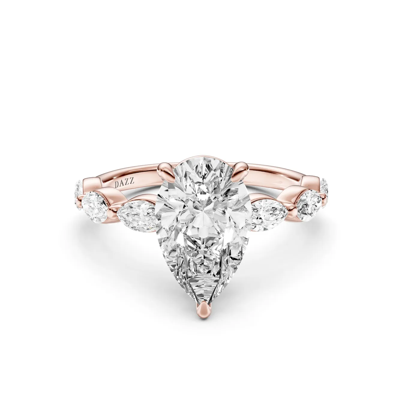 Pear Marquise Side-Stone Ring, Rose gold — DAZZ diamonds