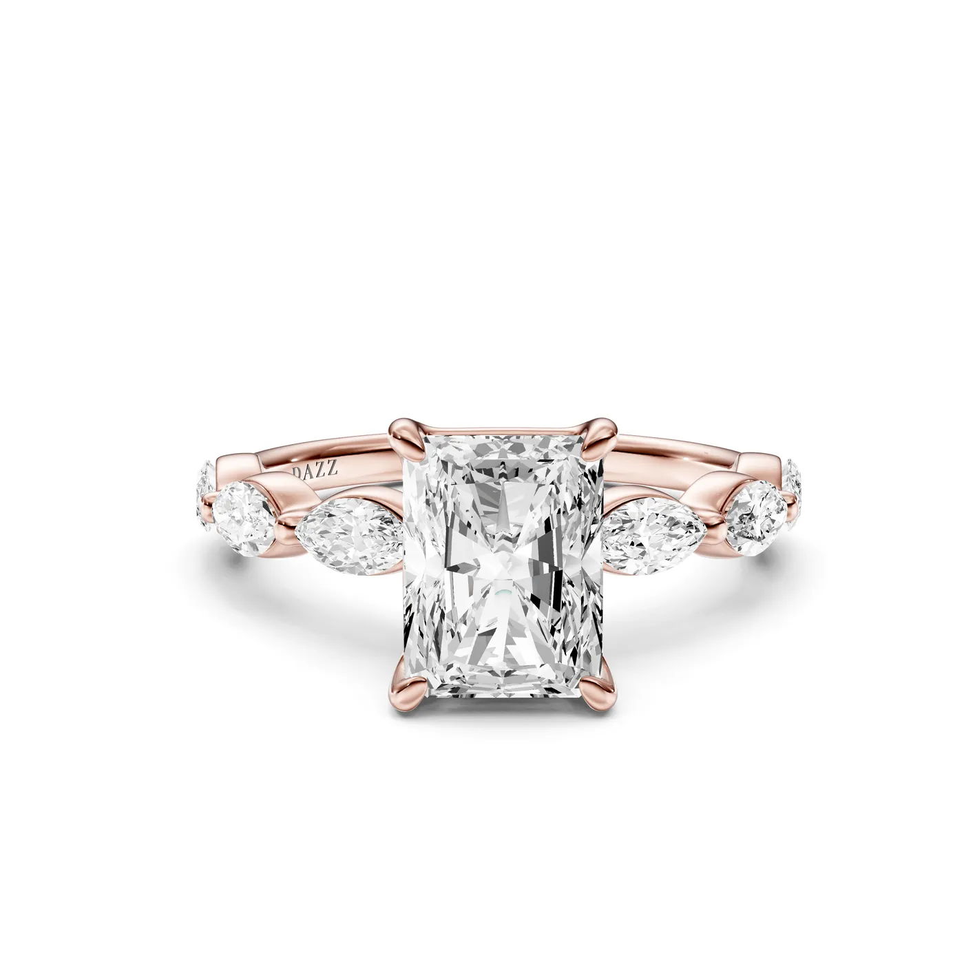 Radiant Marquise Side-Stone Ring, Rose gold — DAZZ diamonds