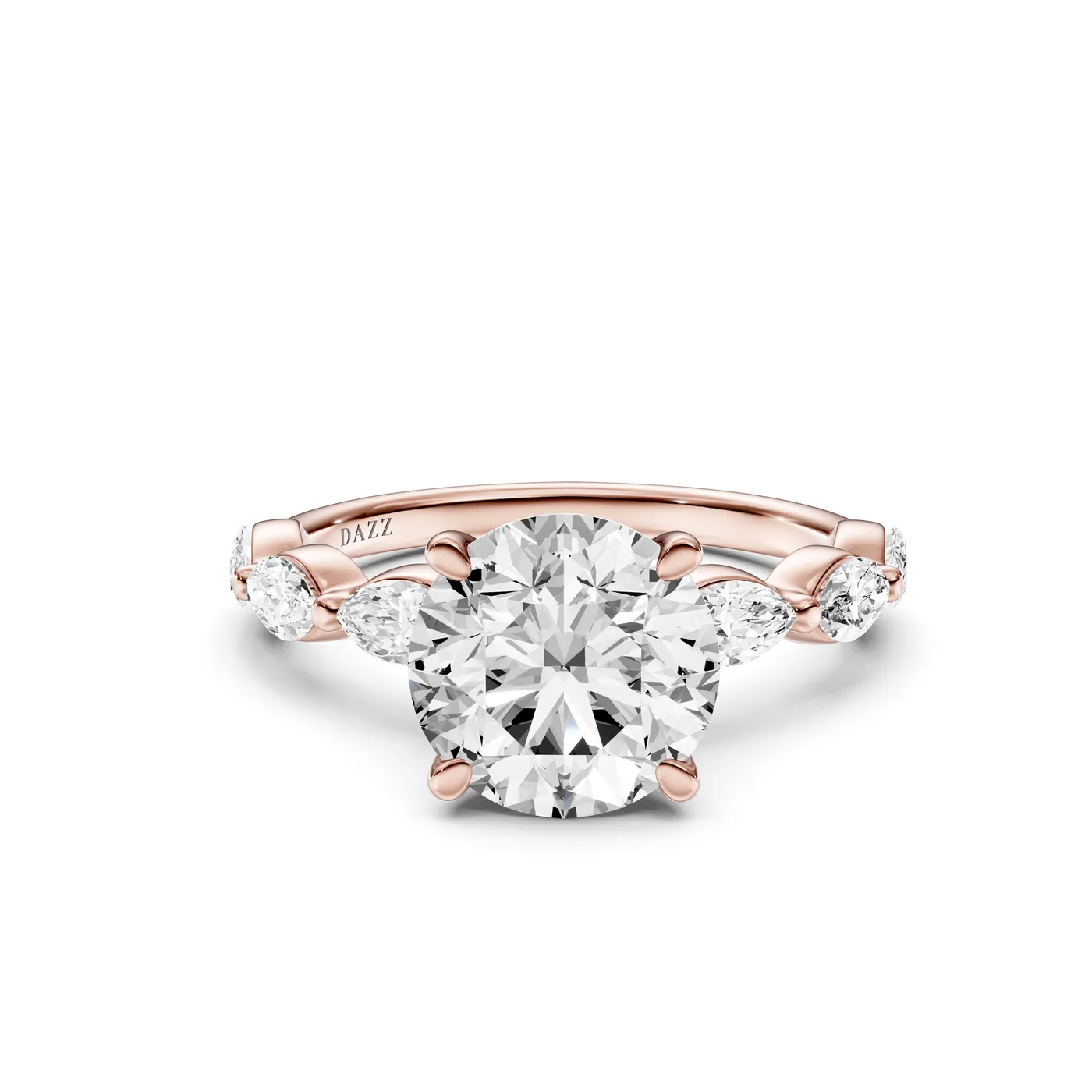 Round Marquise Side-Stone Ring, Rose gold — DAZZ diamonds