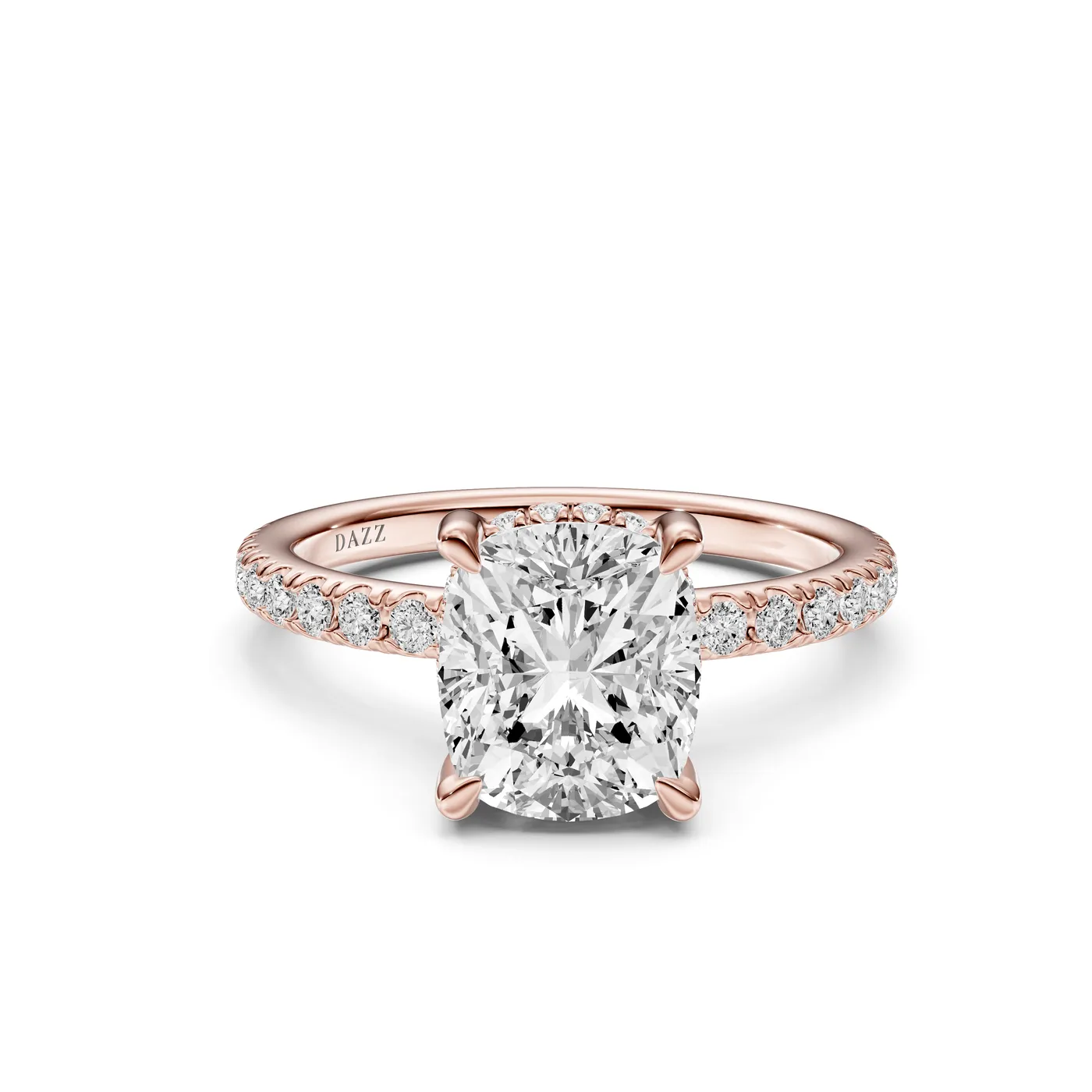 Cushion Pavé Ring, Cushion cut, Rose gold — DAZZ diamonds