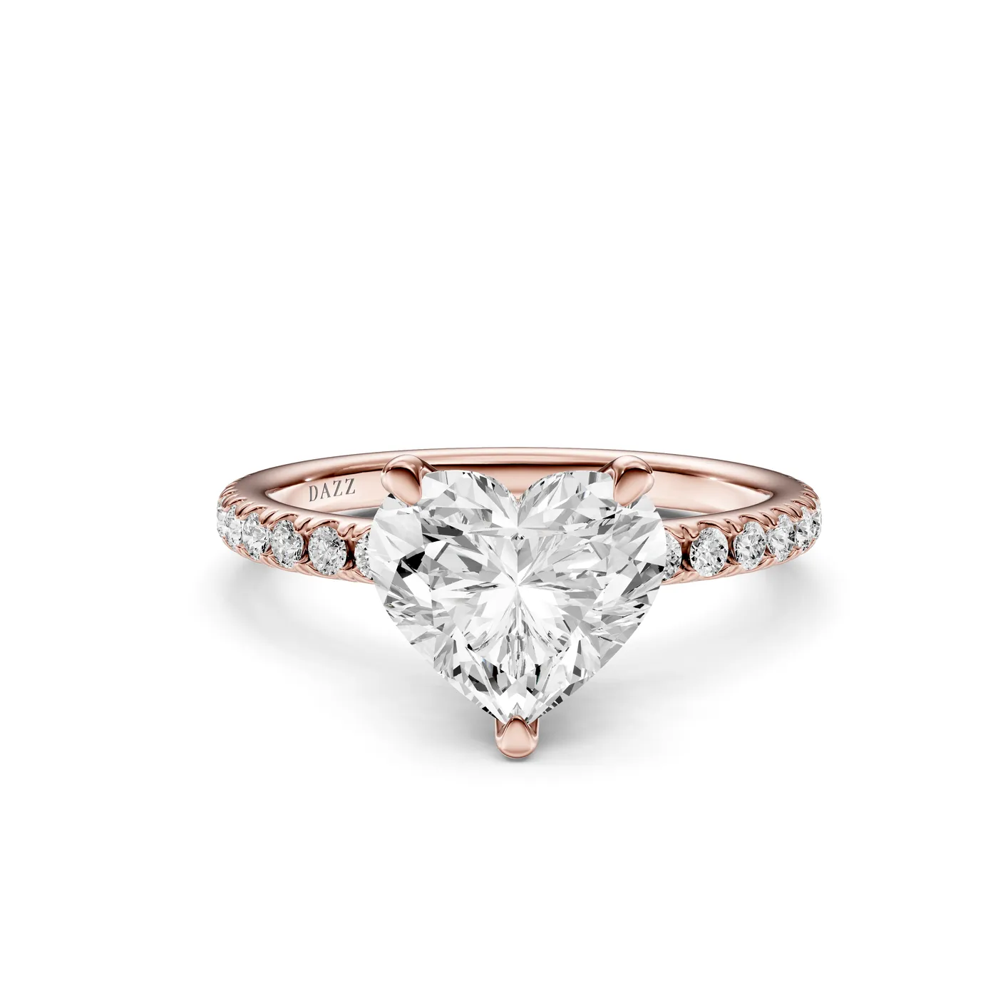 Heart Pavé Ring, Heart cut, Rose gold — DAZZ diamonds