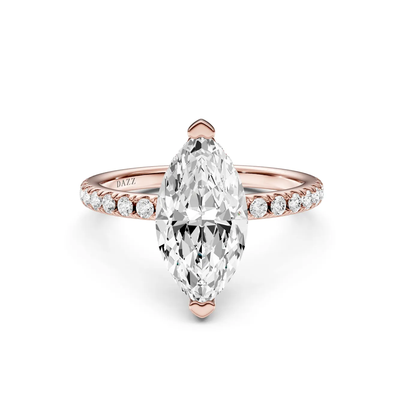 Marquise Pavé Ring, Rose gold — DAZZ diamonds