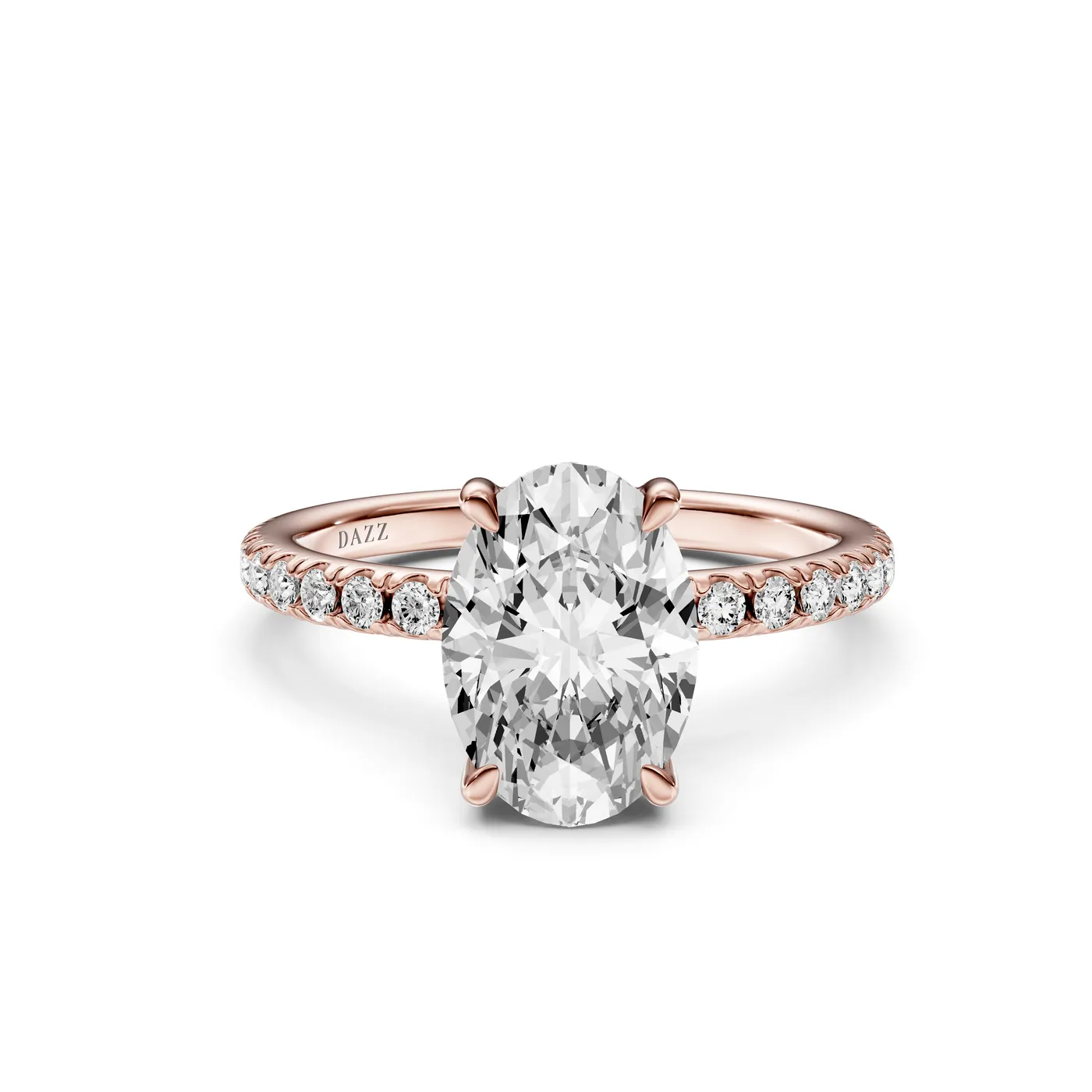 Oval Pavé Ring, Oval cut, Rose gold — DAZZ diamonds