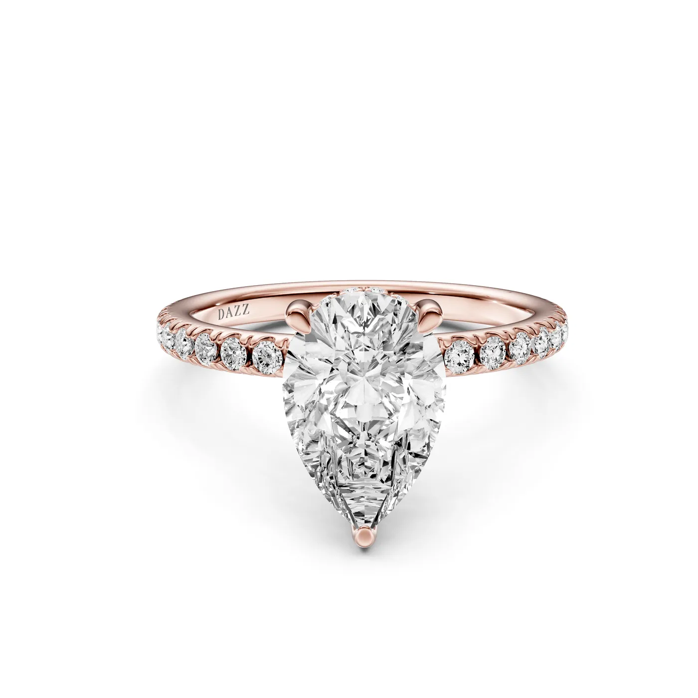 Pear Pavé Ring, Pear cut, Rose gold — DAZZ diamonds