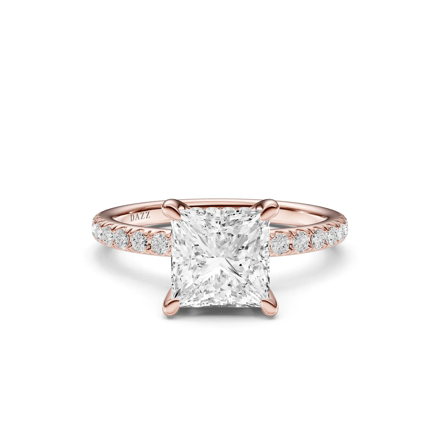 Princess Pavé Ring, Rose gold — DAZZ diamonds