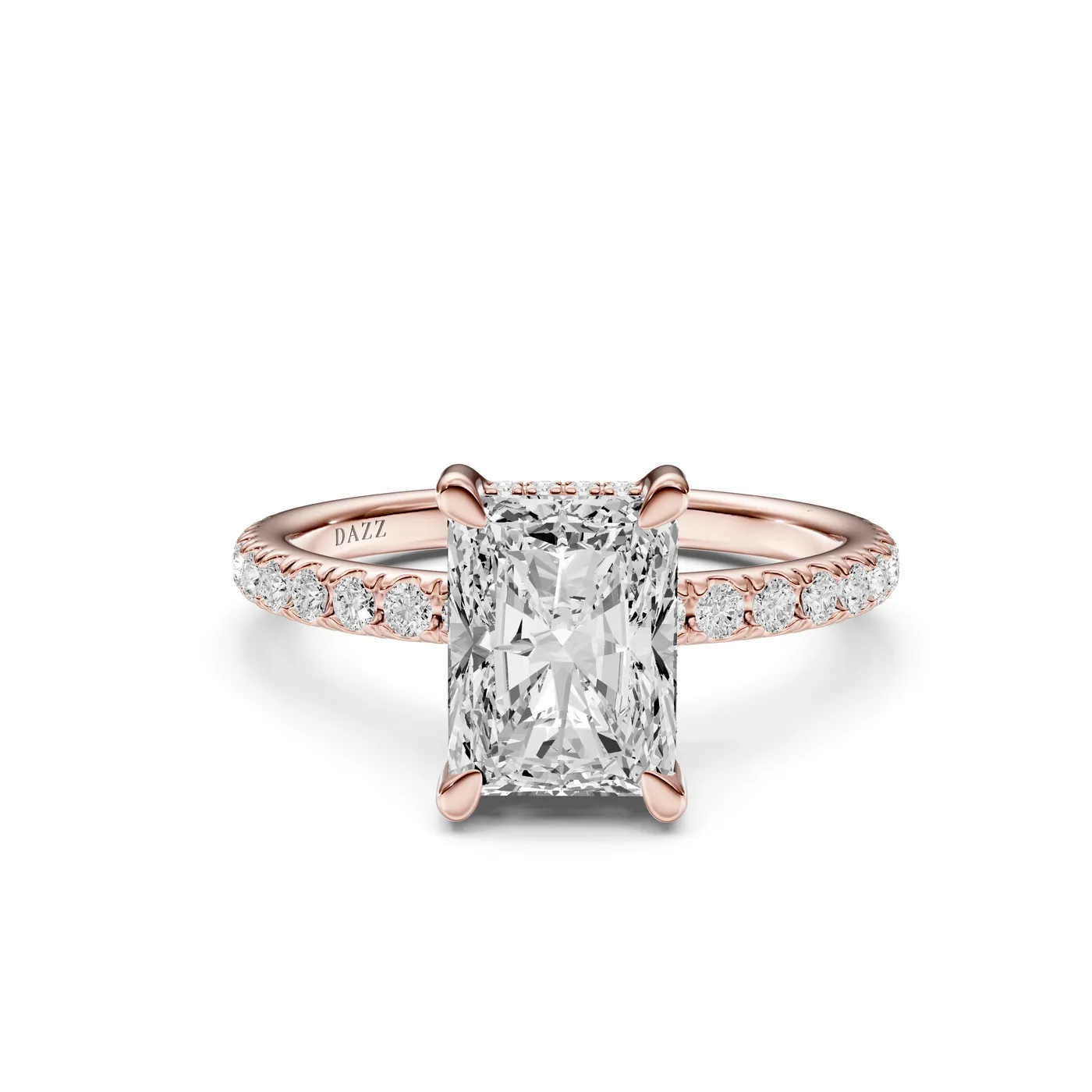 Radiant Pavé Ring, Rose gold — DAZZ diamonds