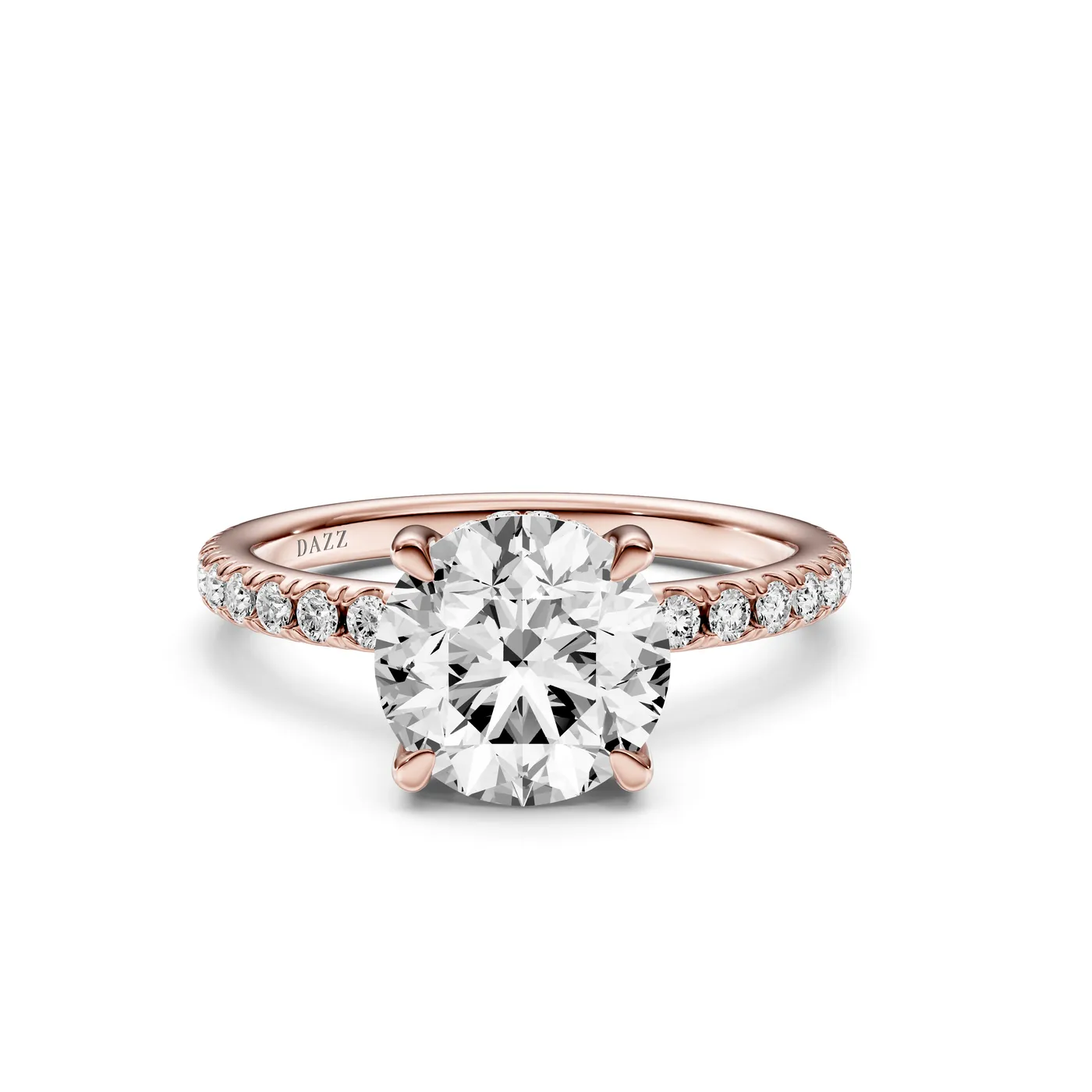 Round Pavé Ring, Rose gold — DAZZ diamonds